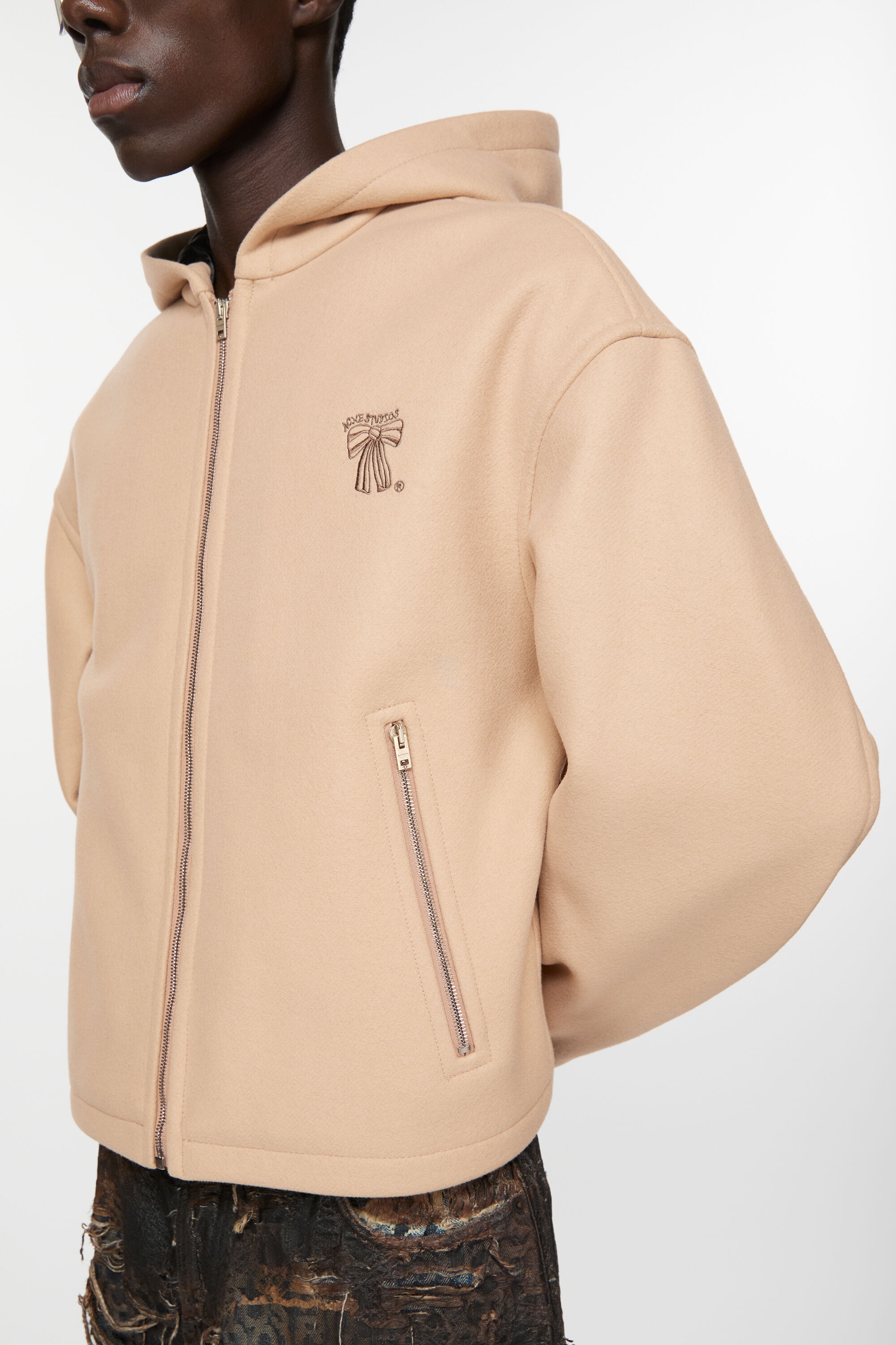 Hooded wool jacket - Camel Beige - 6