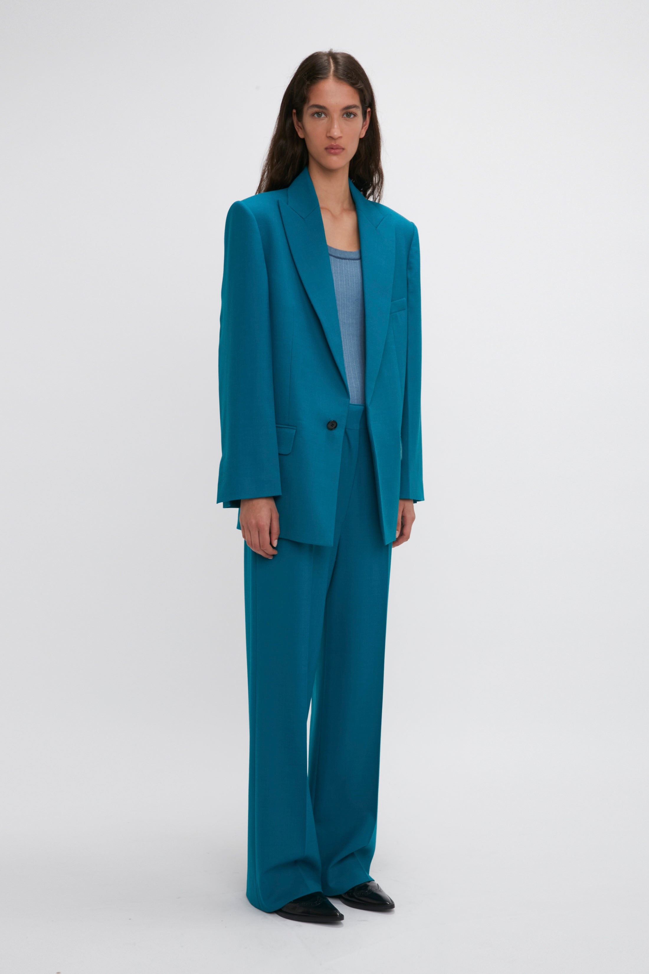 Peak Lapel Jacket In Petroleum - 3