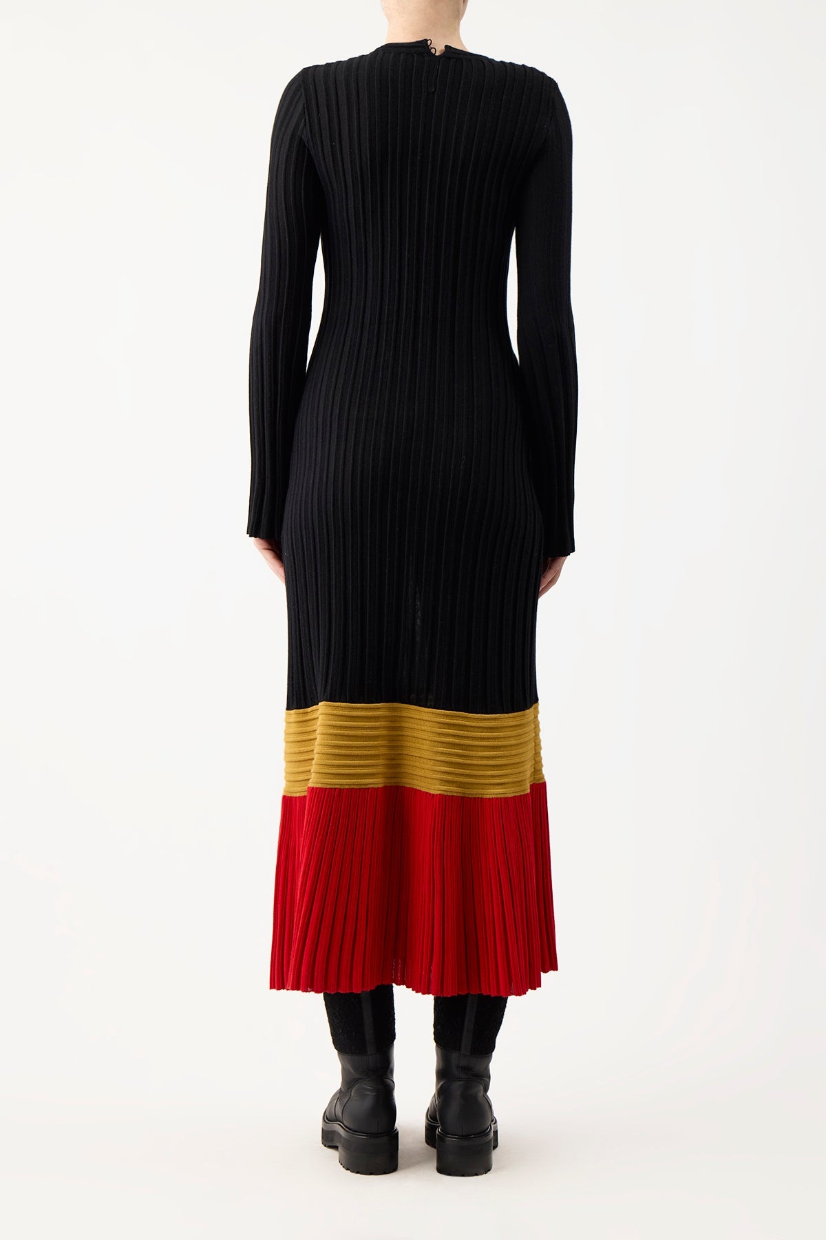 Fiona Dress in Black Colorblock Silk Cashmere - 5