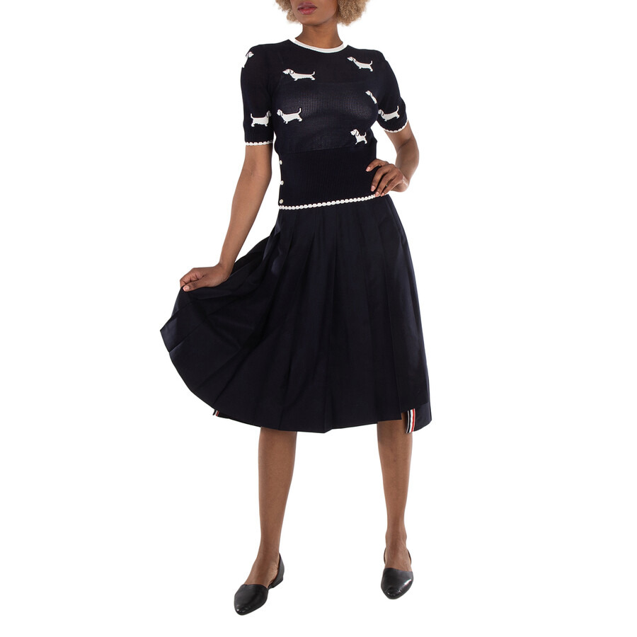 Thom Browne Cotton Pointelle Intarsia Hector Knit Top - 4