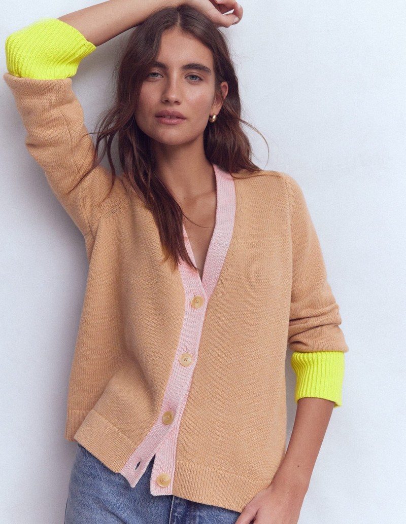Lucy Relaxed Cotton Cardigan-Camel Melange - 1