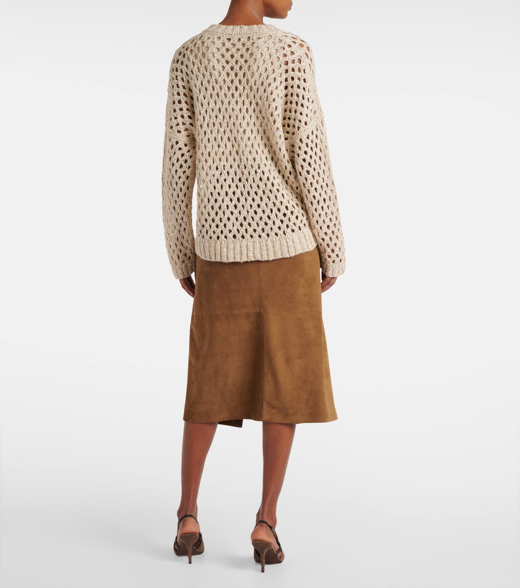 Sequined silk and linen-blend sweater - 3