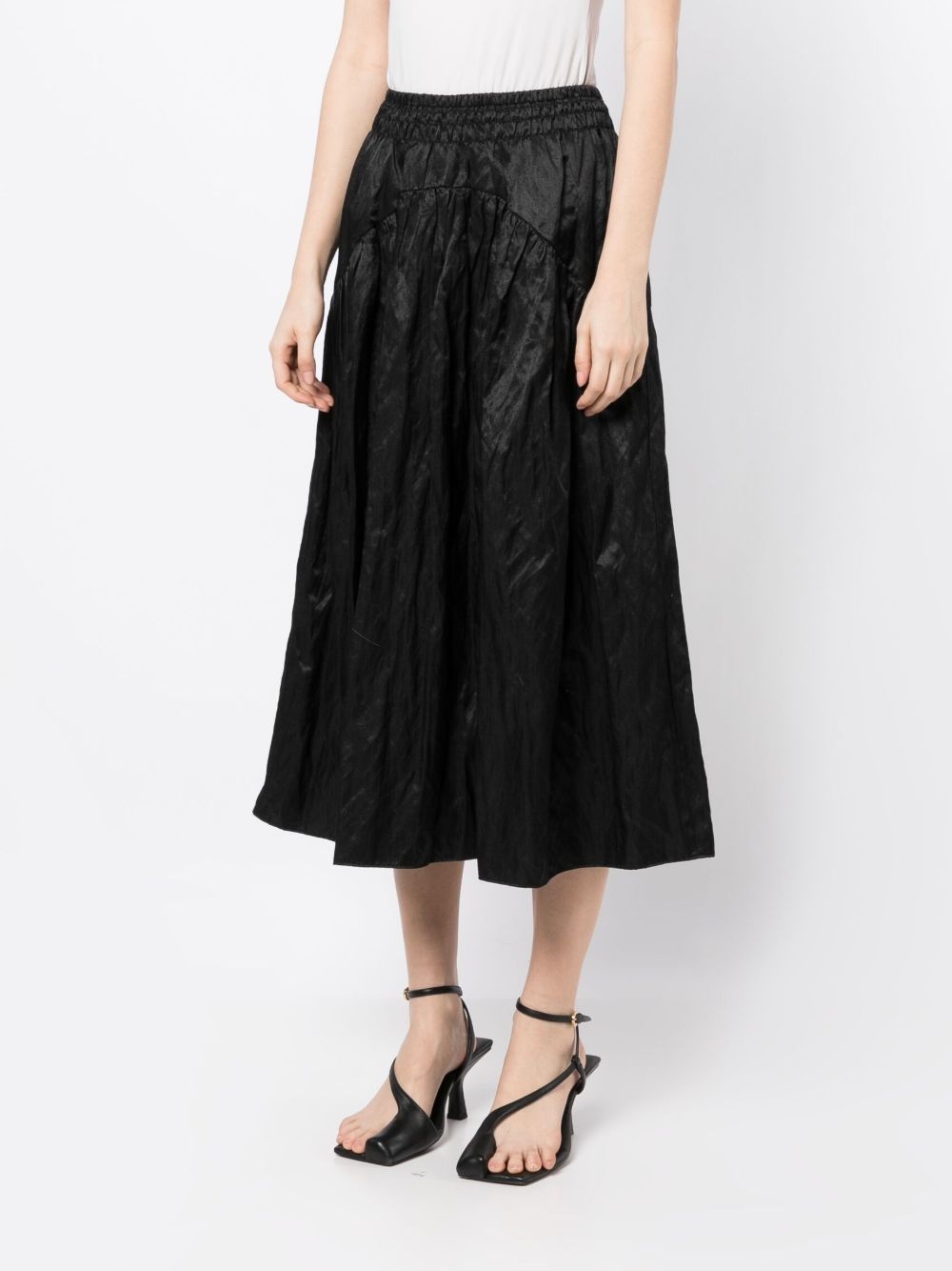 elasticated-waist gathered midi skirt - 3