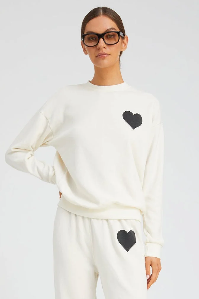 CREME WITH BLACK HEART SWEATSHIRT - 1