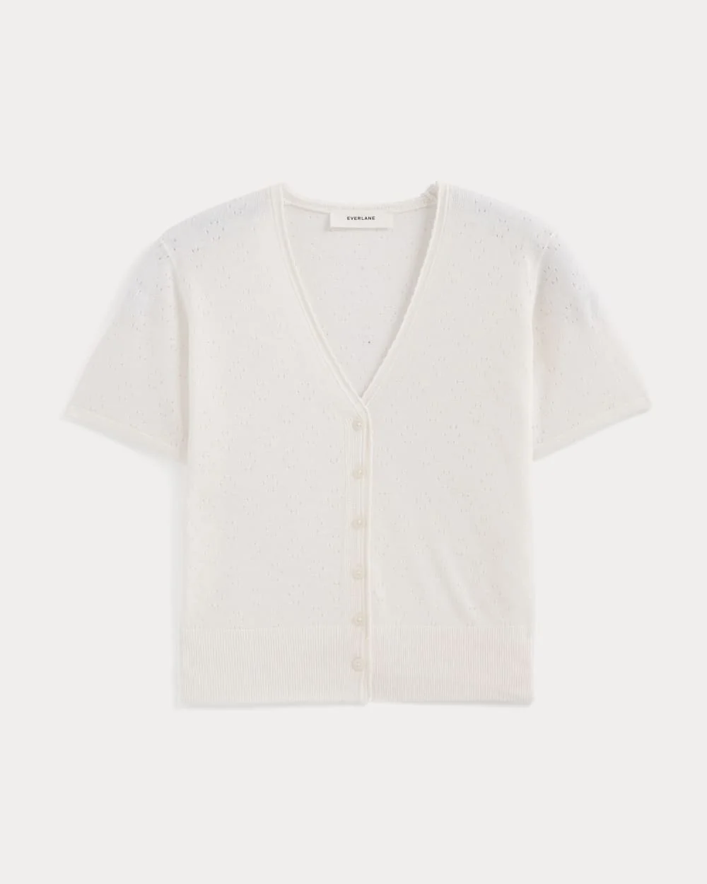 LACE TRIM CARDIGAN IN FINE LINEN - 1