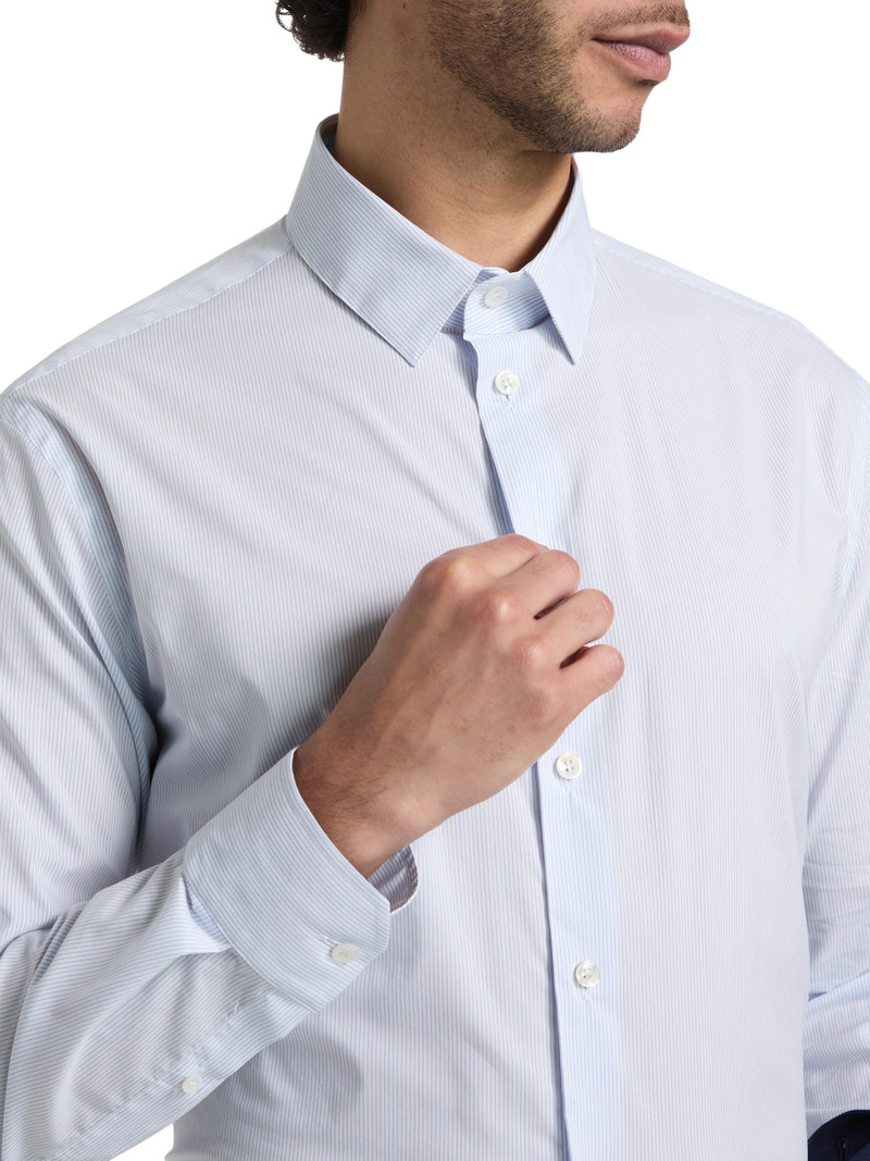 Men's Striped Stretch Cotton Button-Front Shirt - Lavender Lustre 6