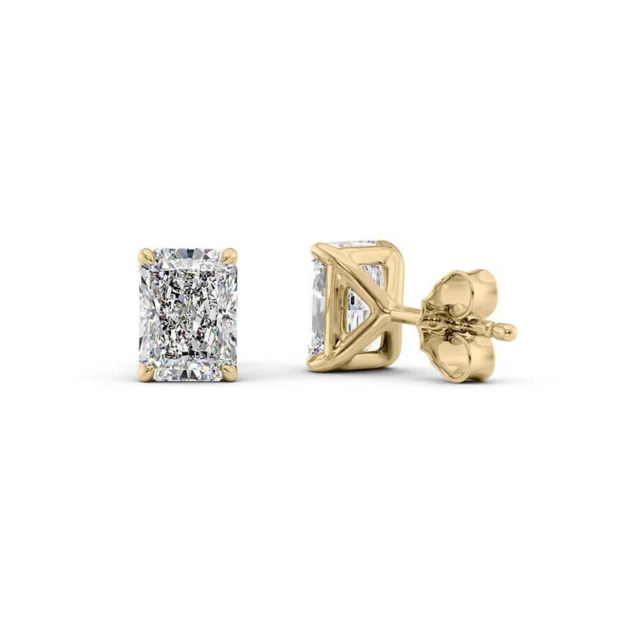 Tresorra - Tresorra 14K Yellow Gold 2 ctw Radiant Cut Lab-Grown Diamond IGI Certified Stud Earrings - 2