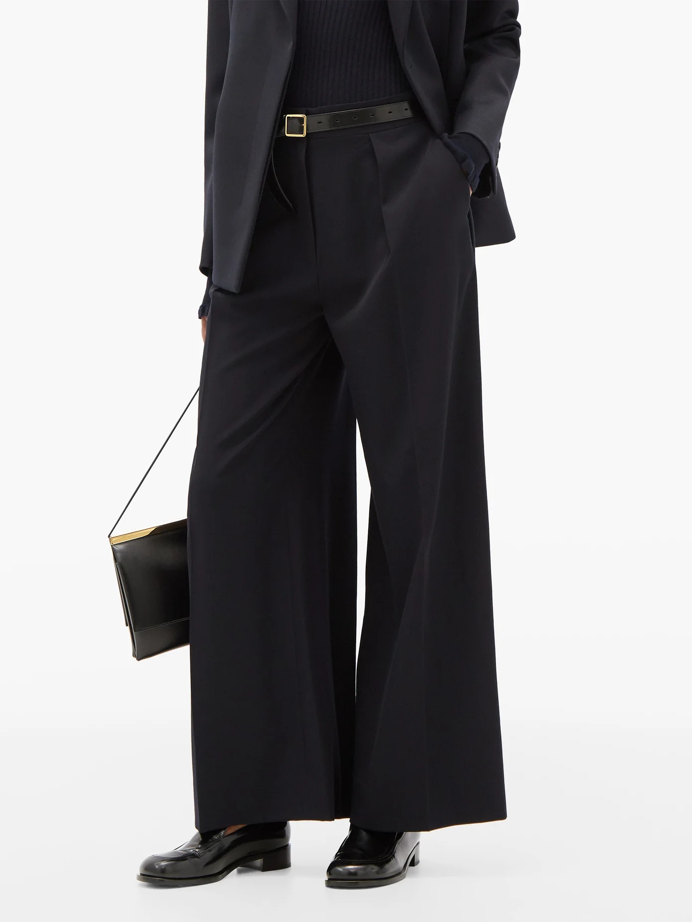 Avril single-pleat water-repellent wool trousers - 6