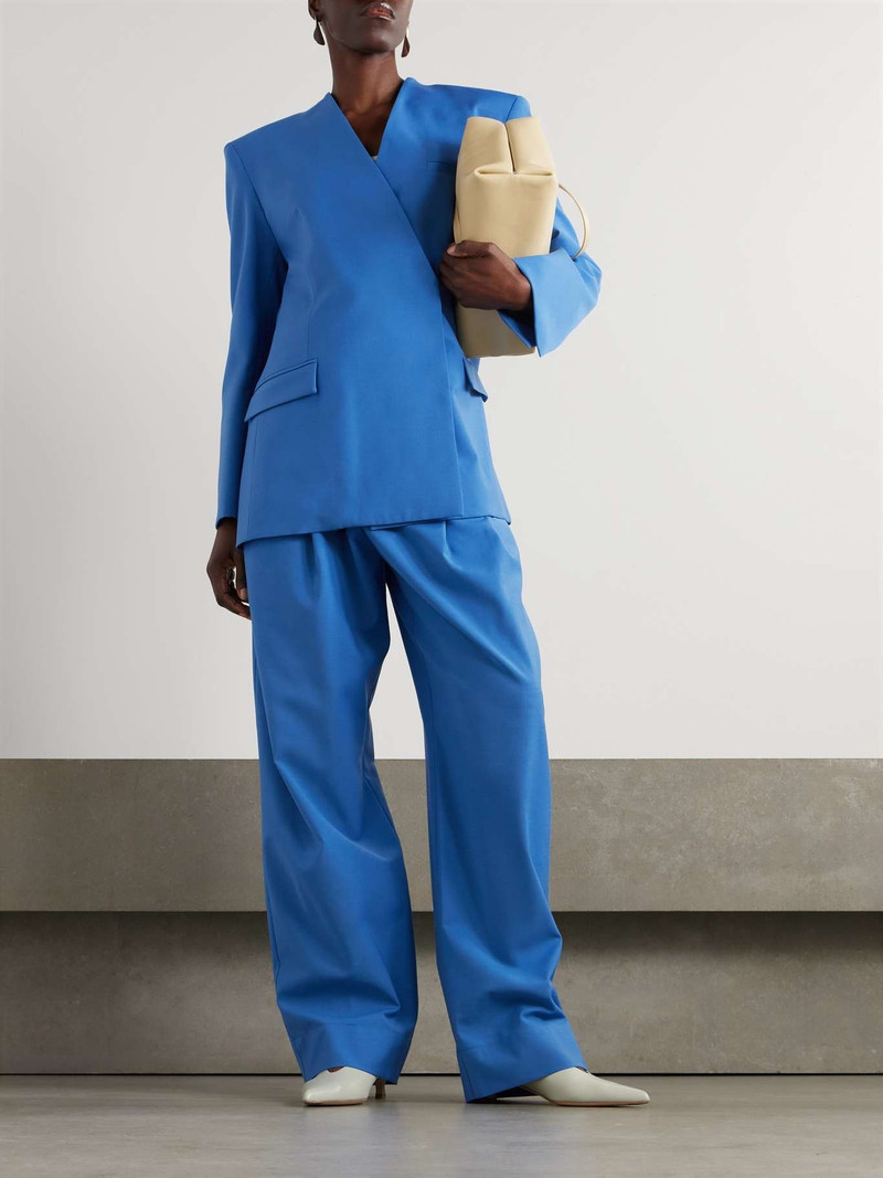 ESSE Studios Homme double-breasted oversized woven blazer Blue outlook