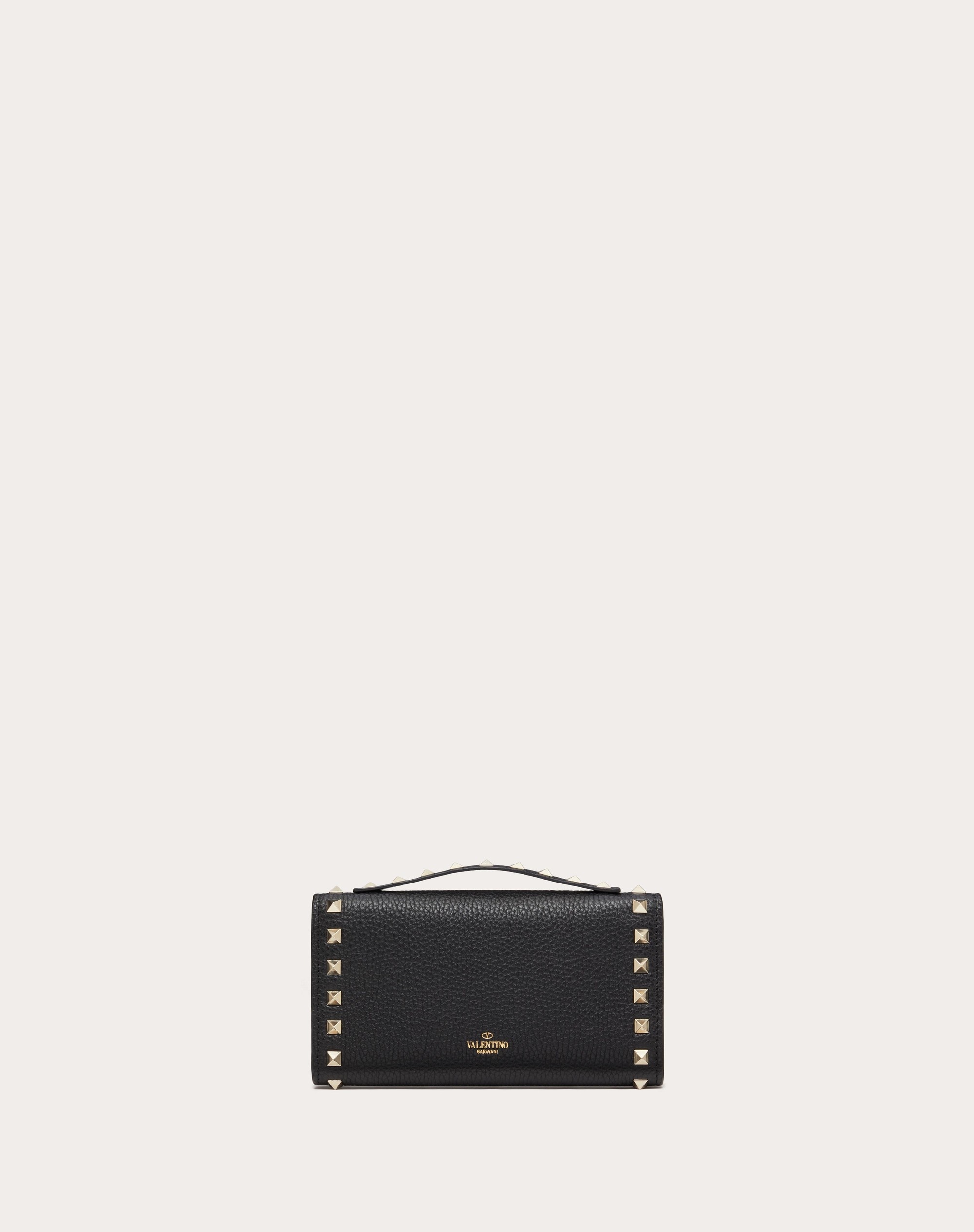 ROCKSTUD GRAINY CALFSKIN WALLET WITH CHAIN STRAP - 4
