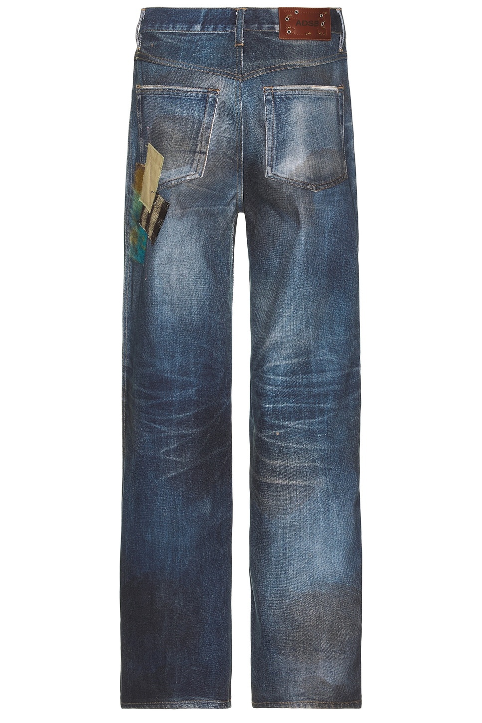 Unisex Patchwork Printed Denim Trompe L`Oeil Jeans - 2