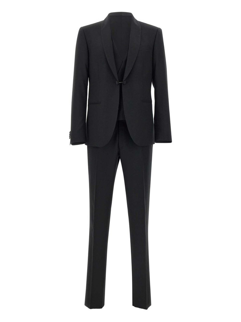 satin-trim three-piece suit 1