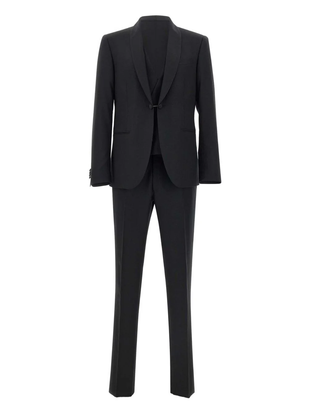 satin-trim three-piece suit - 1