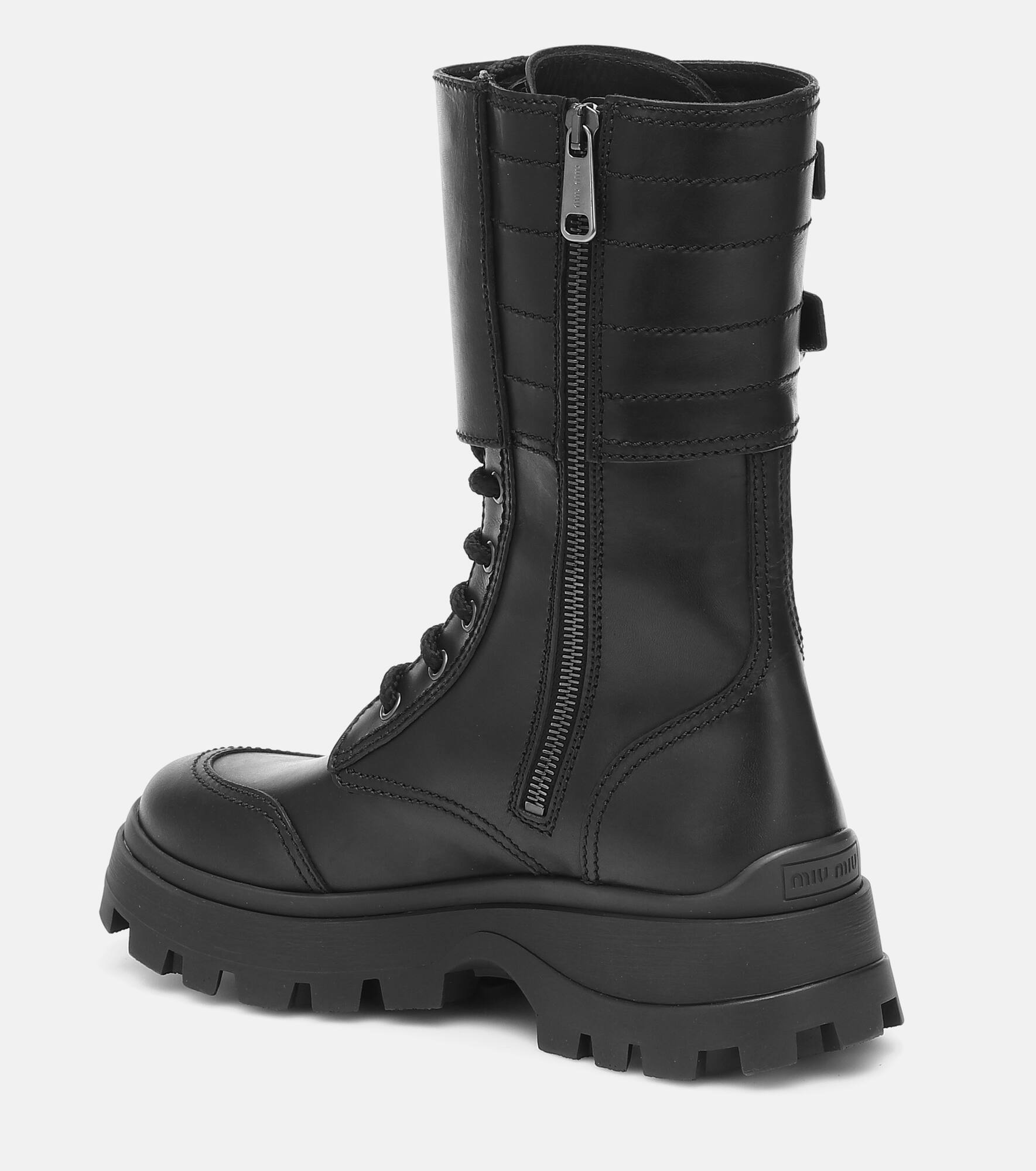 Leather combat boots - 3