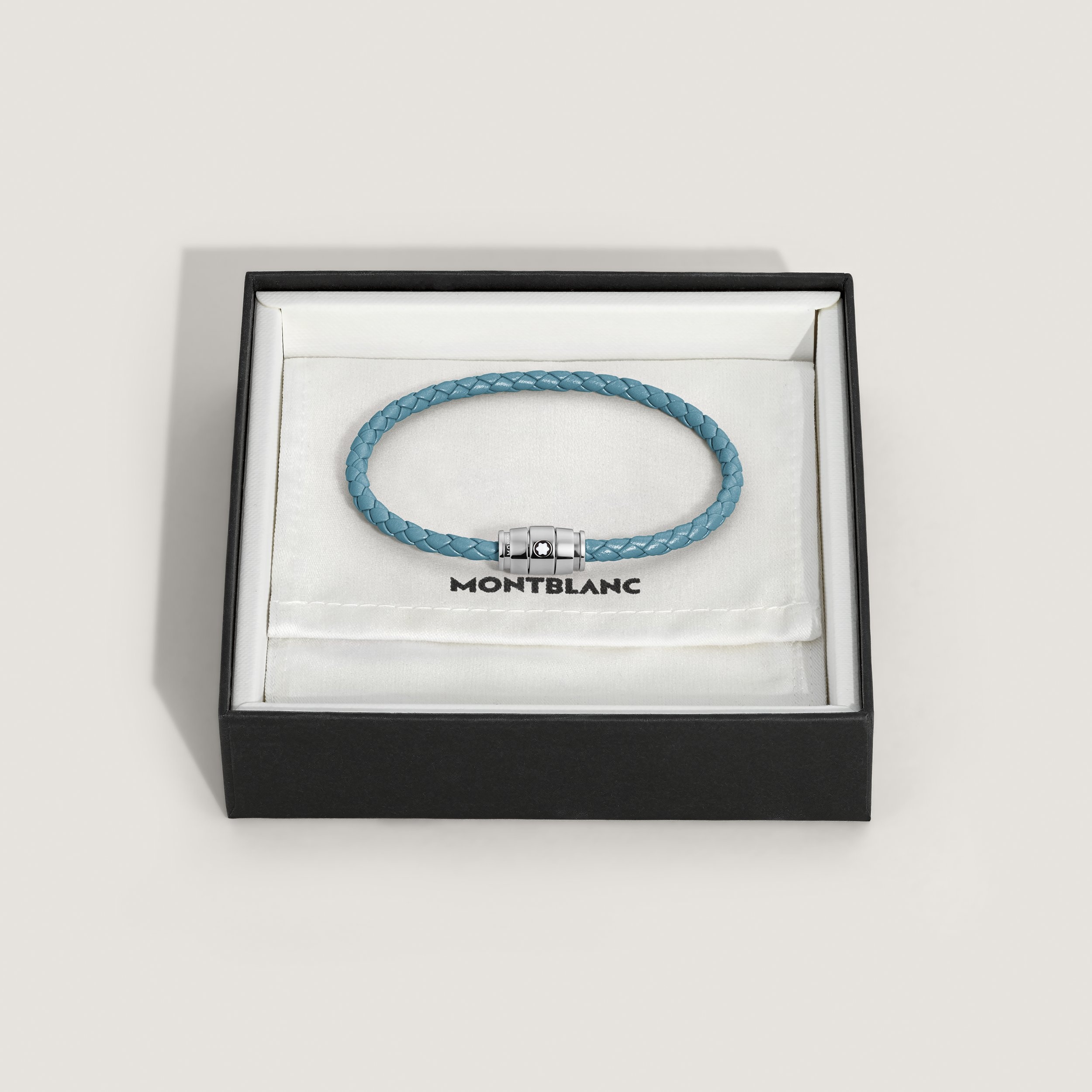 Bracelet Steel 3 Rings Meisterstück Collection in Smoky Blue Leather - 5