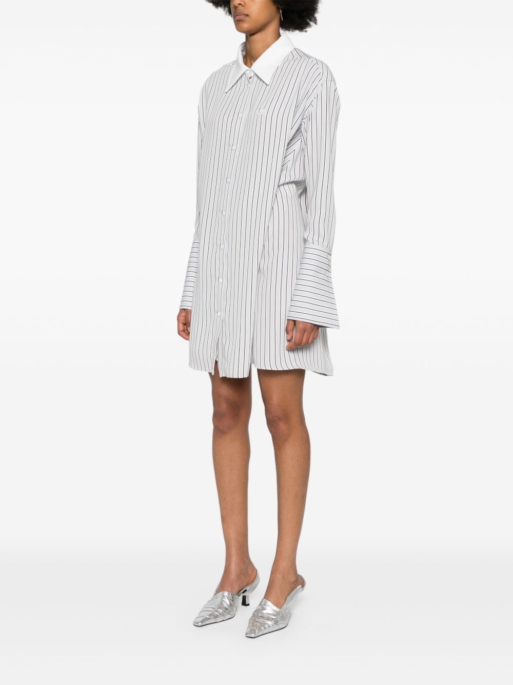 logo-patch striped shirt - 3