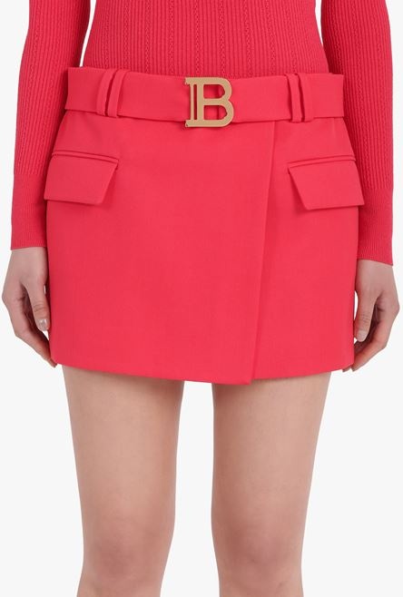Short fuchsia wool low rise skirt - 6