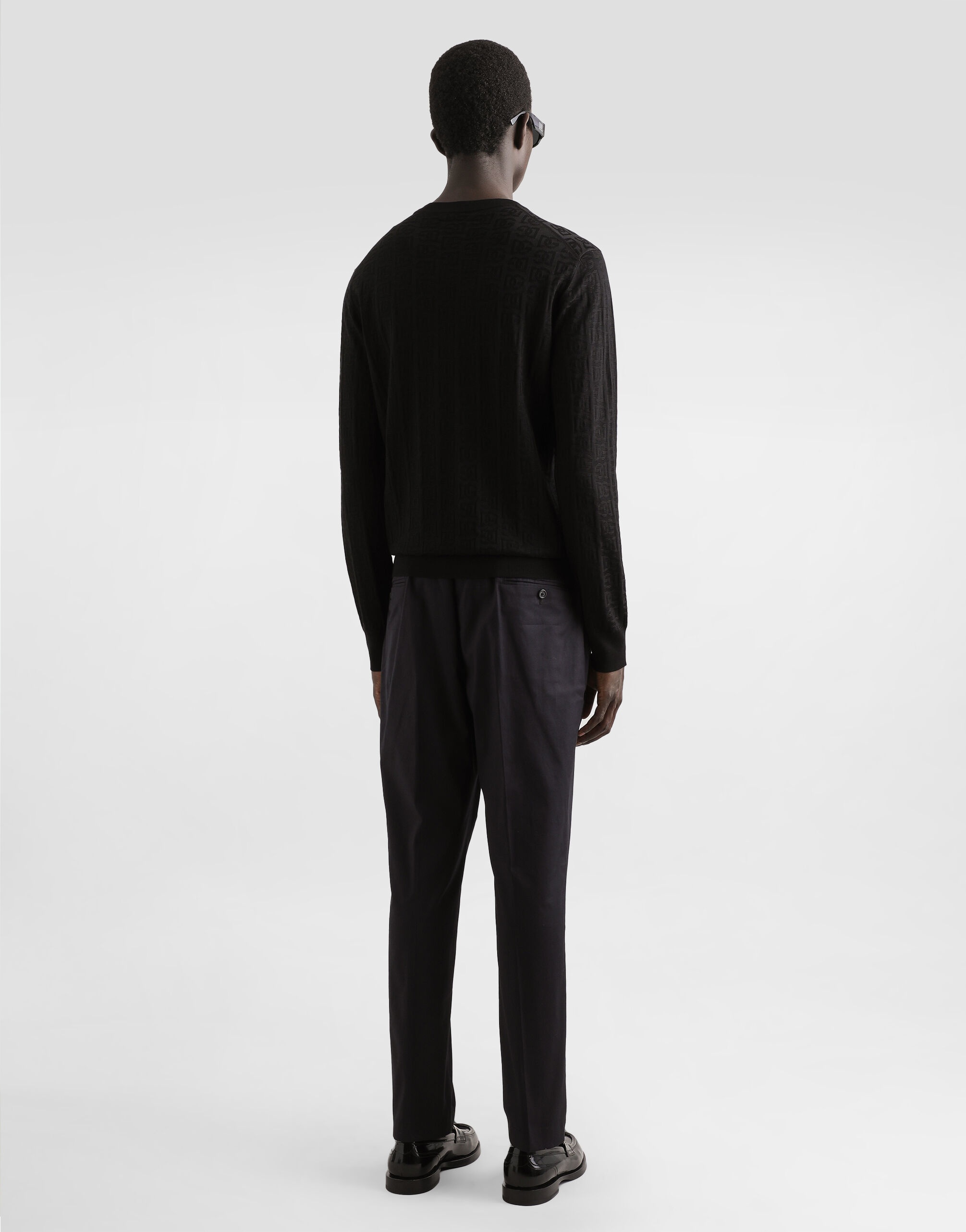 Silk round-neck sweater with all-over DG logo embroidery - 3