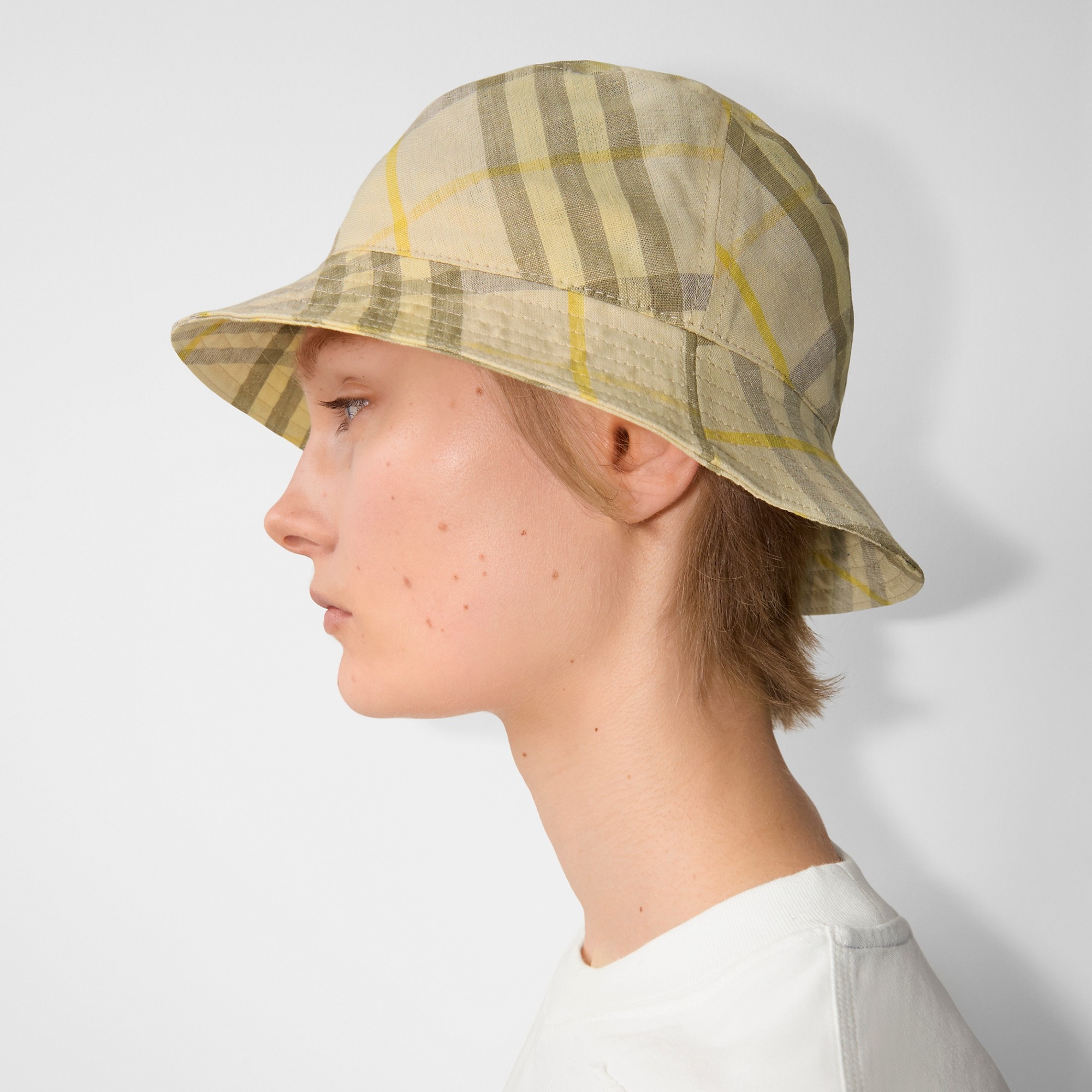 Check Linen Bucket Hat - 3
