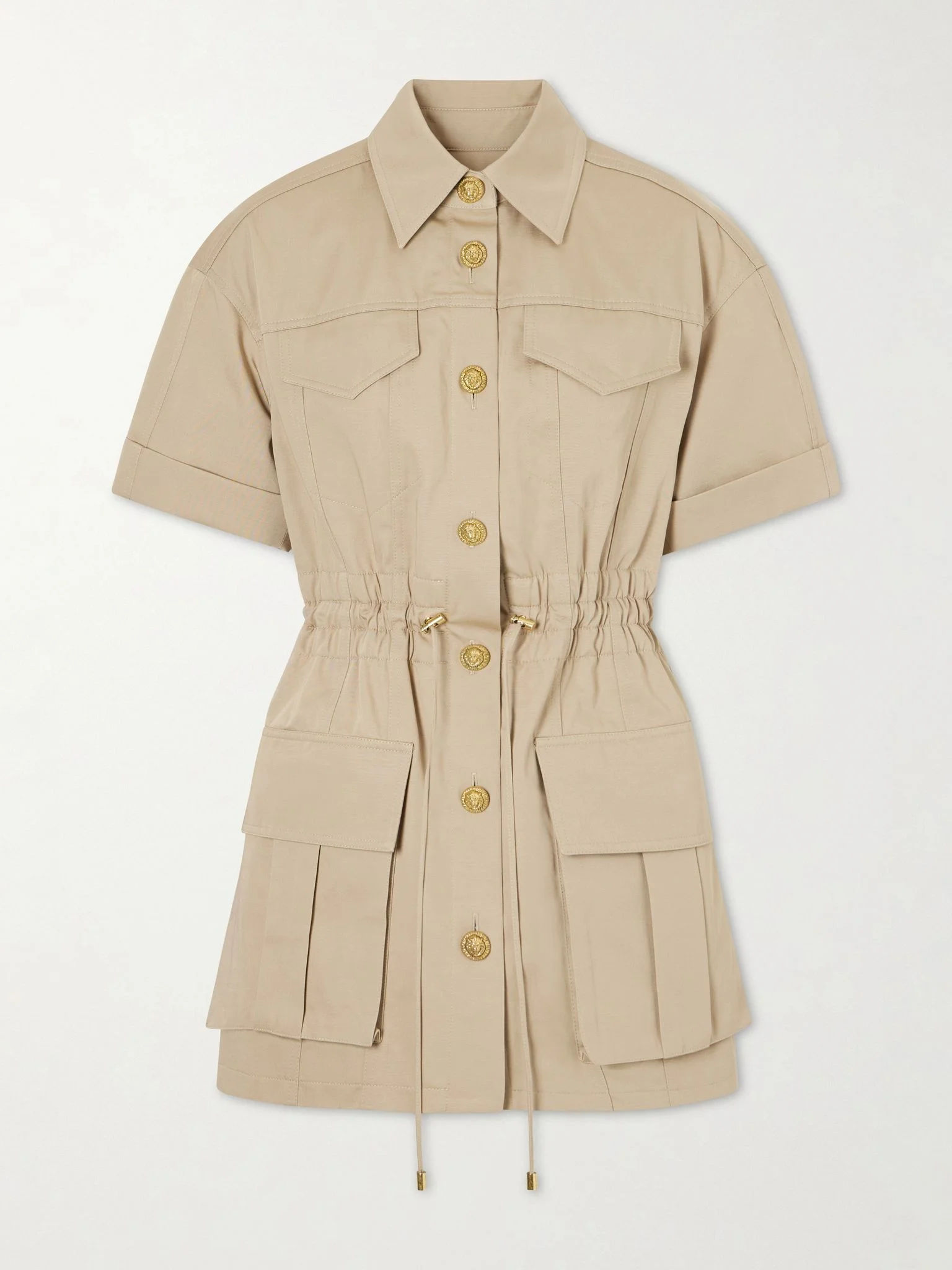 Cotton-gabardine mini dress Beige - 1
