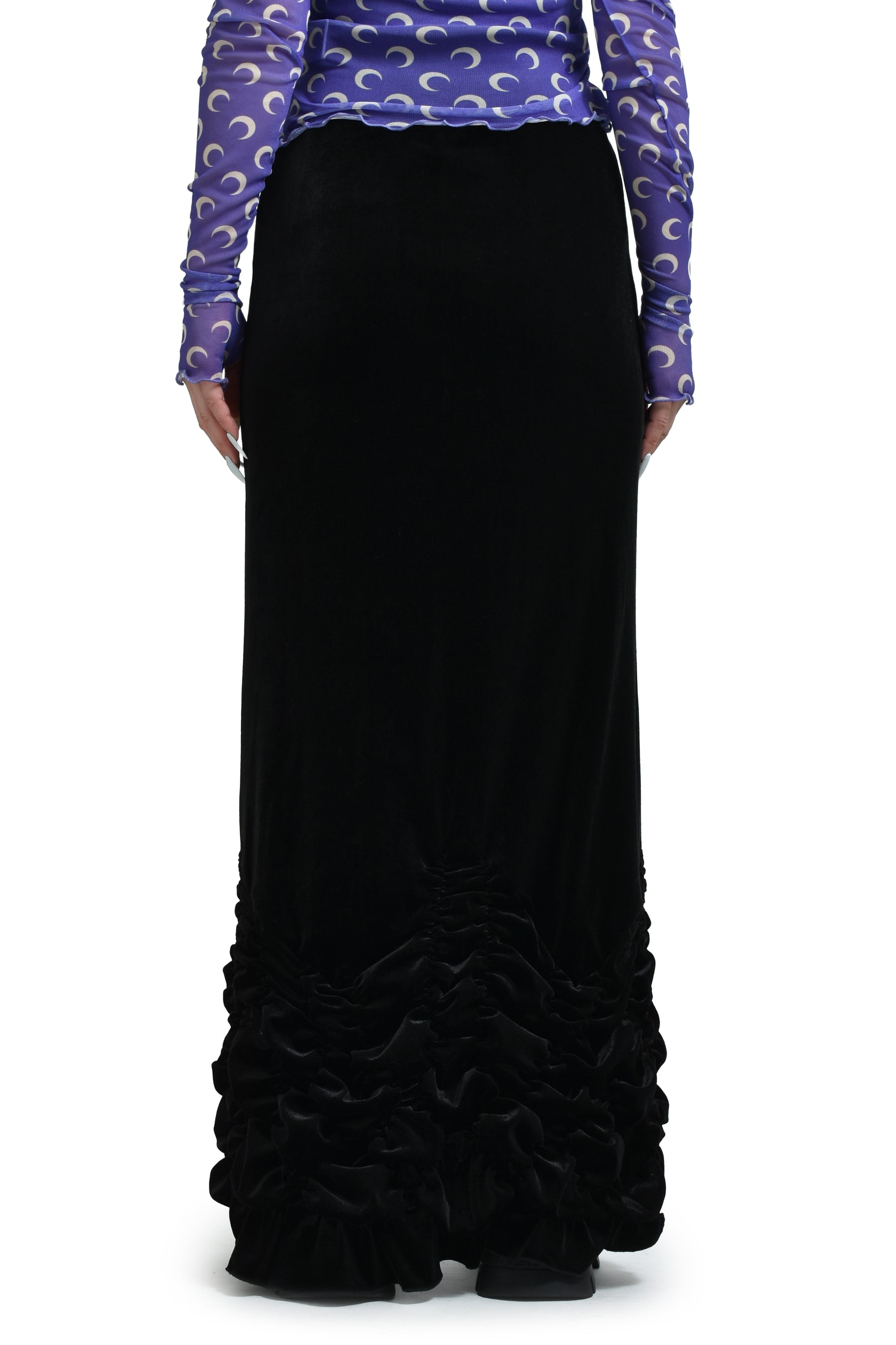 VELVET SMOCK SKIRT / BLK - 2