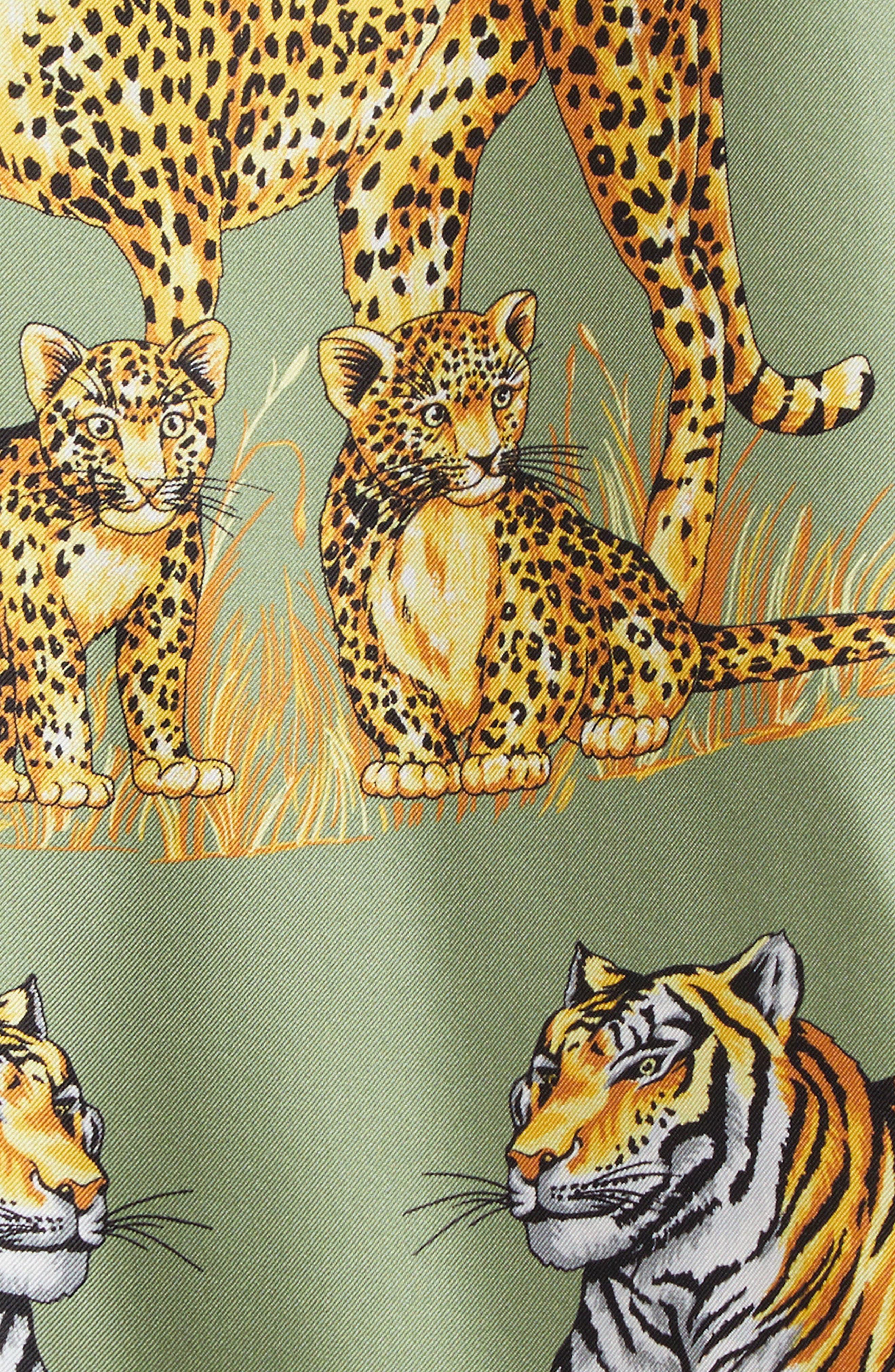 Versace Wild Cats Silk Camp Shirt in Green Black at Nordstrom - 6