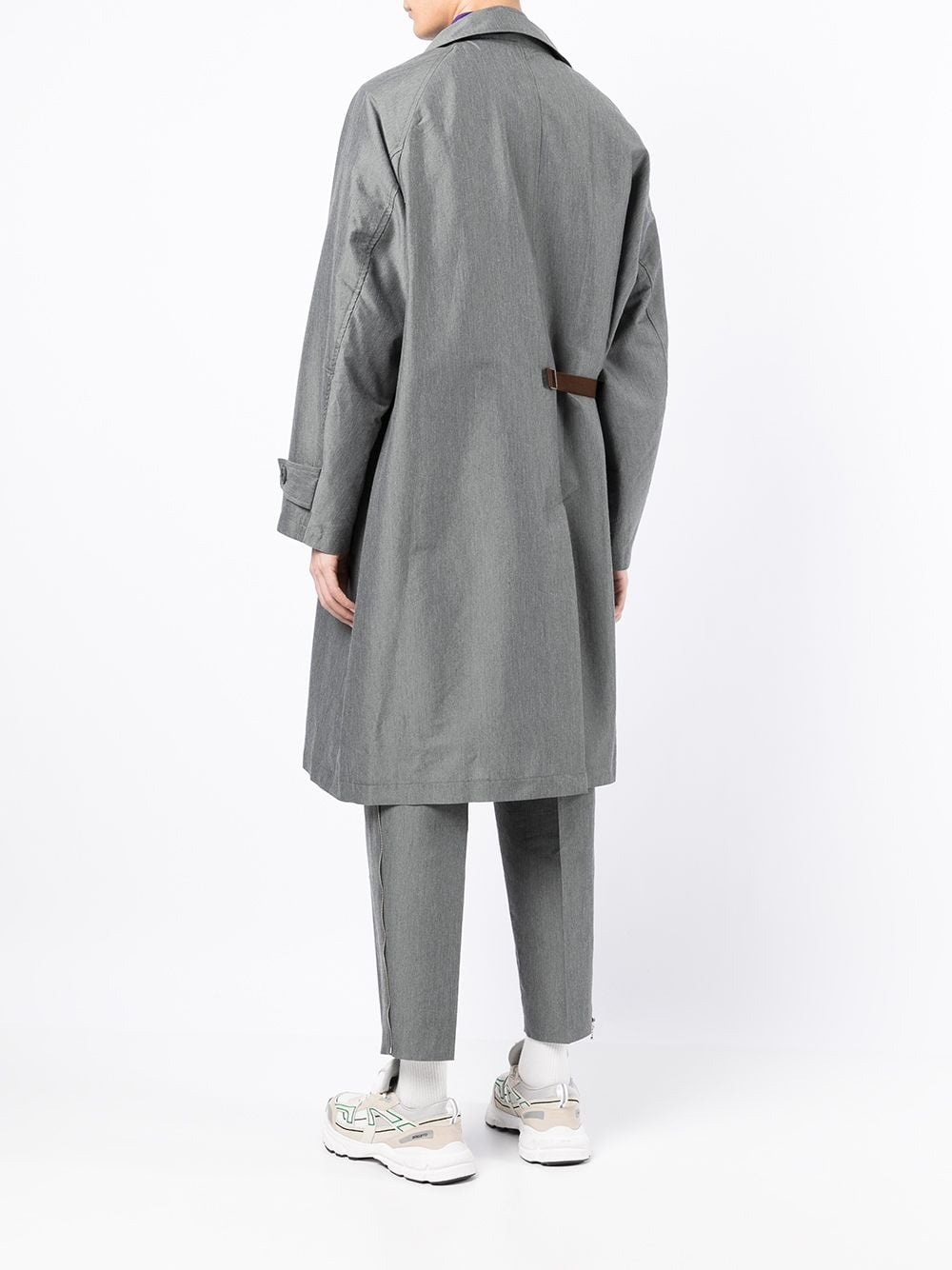 asymmetric draped trench coat - 4