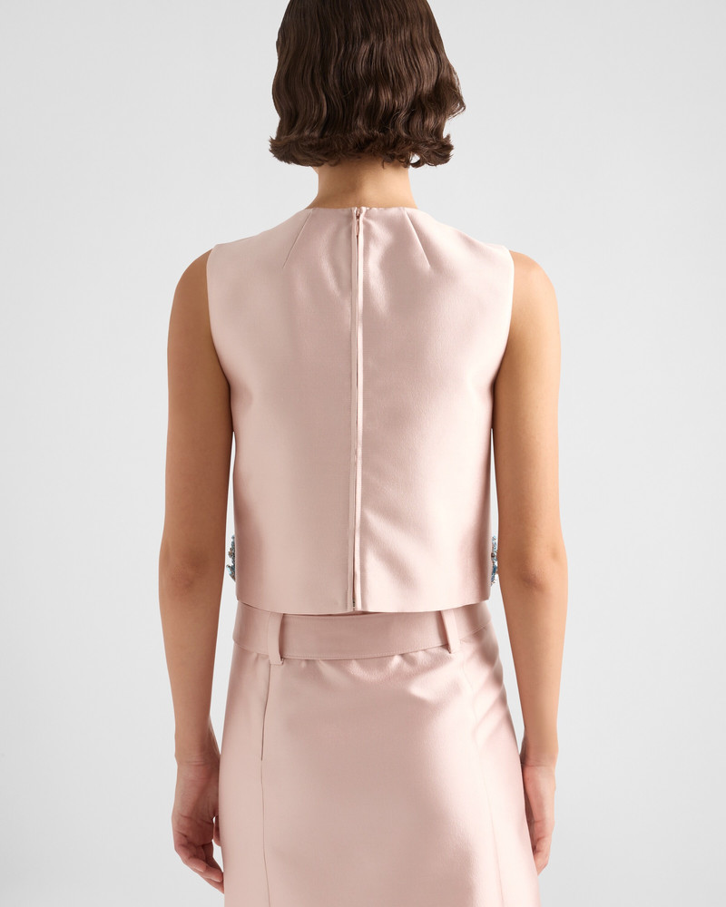 Embroidered silk and wool top 5