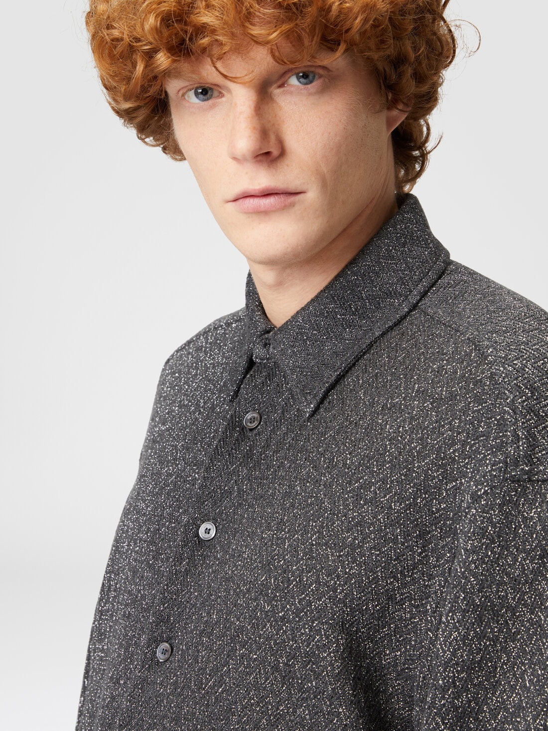 Cotton and viscose zig zag lamé shirt - 5