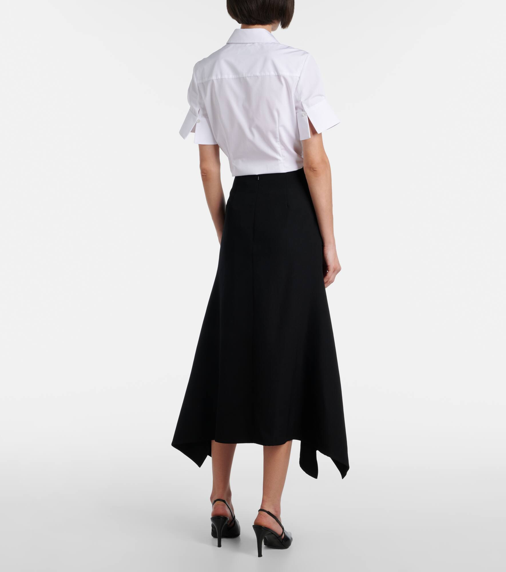 Draped virgin wool midi skirt - 3