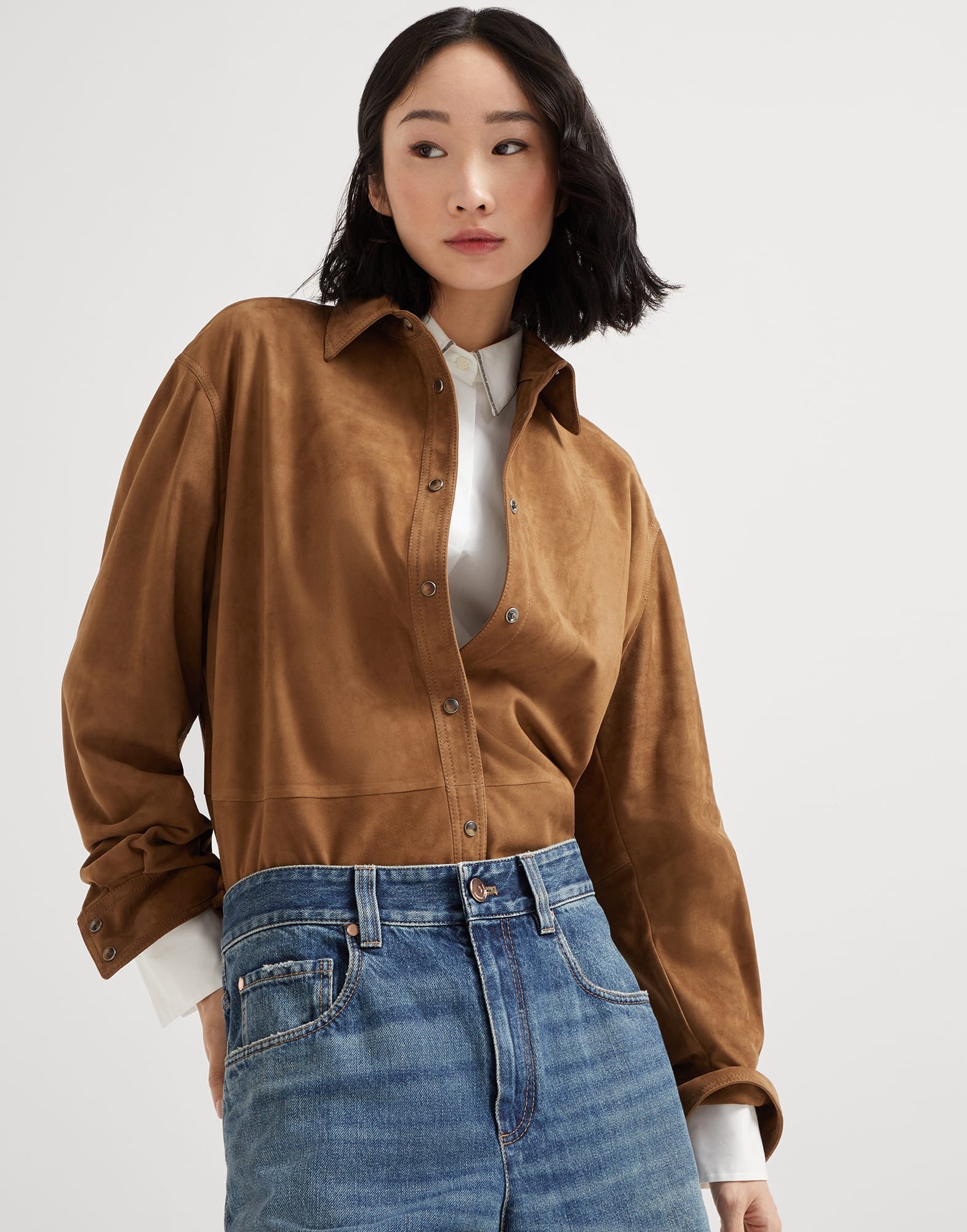 Suede shirt with monili - 4