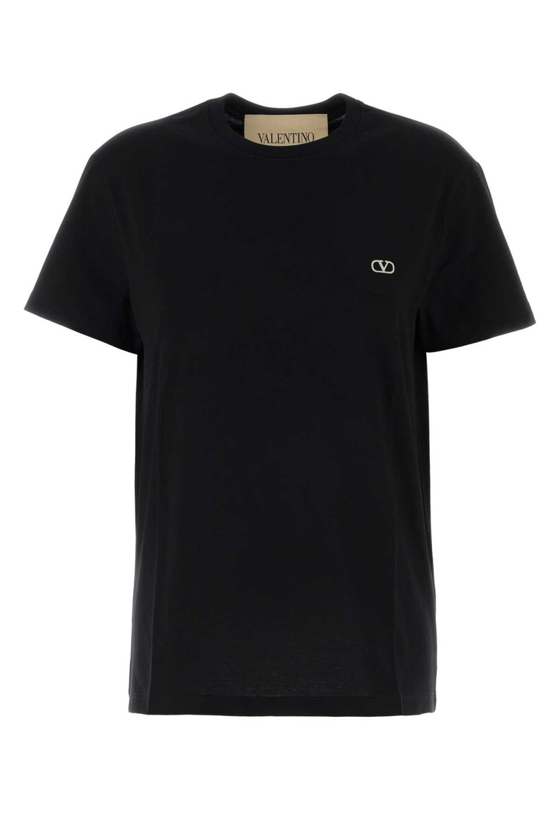 Valentino Garavani Logo-Embroidered Cotton T-Shirt — Black 1