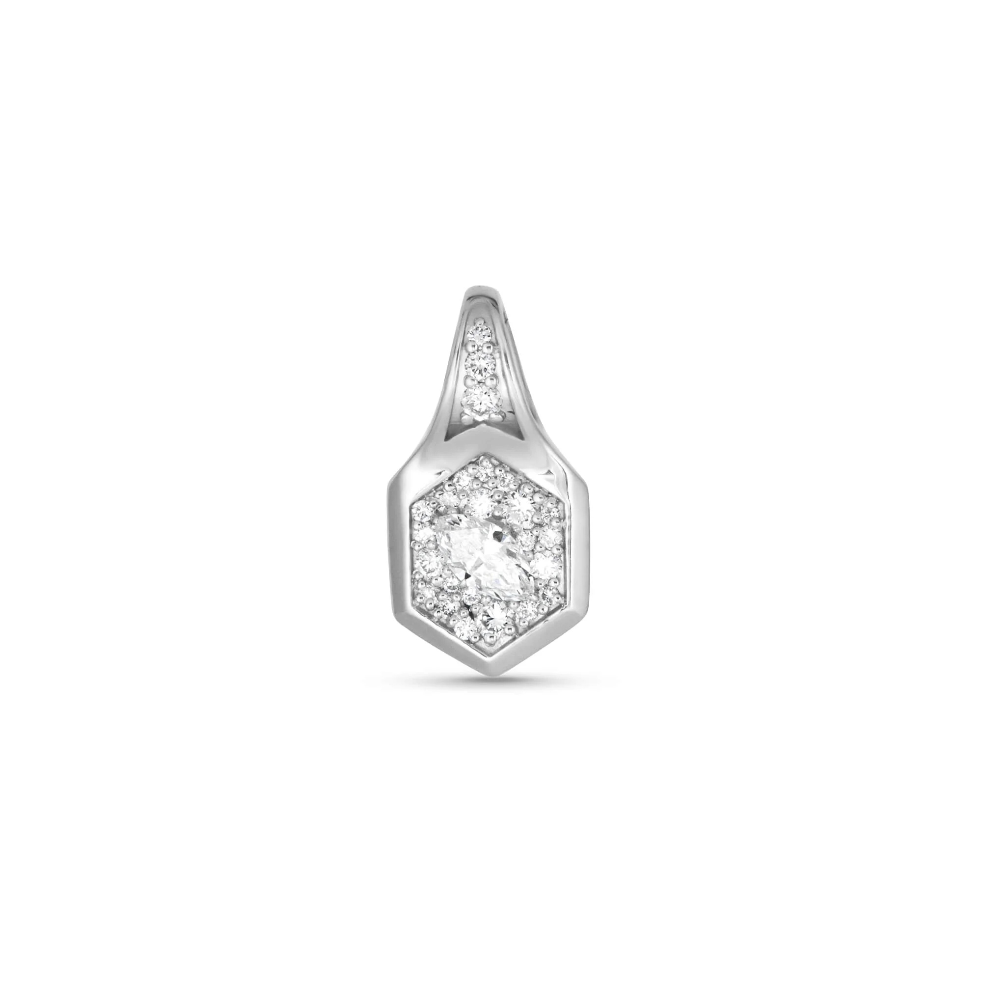 LAB-Created Silver Pave Hexagon Charm - 1