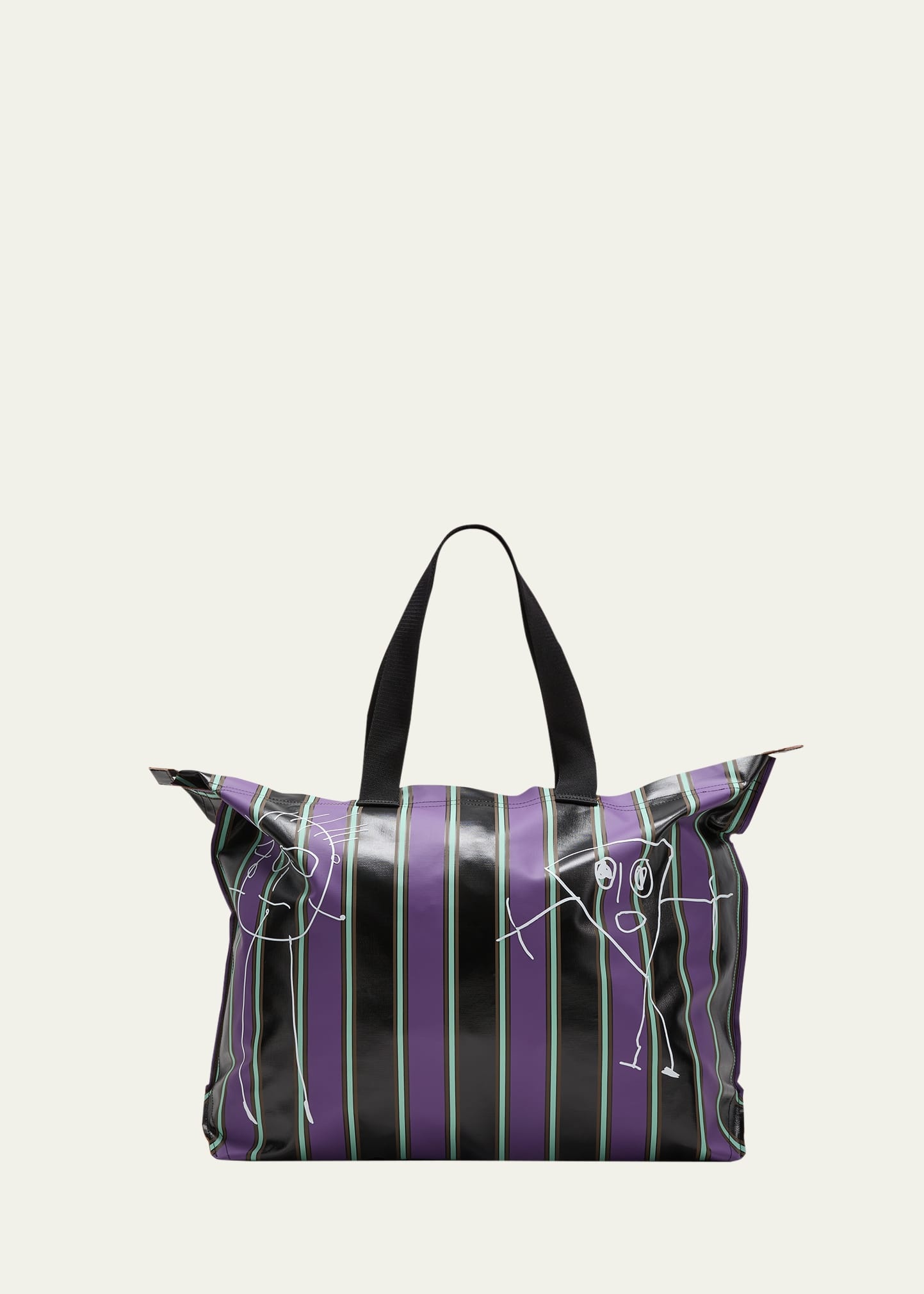 Large Graphic-Print Striped Tote Bag - 1