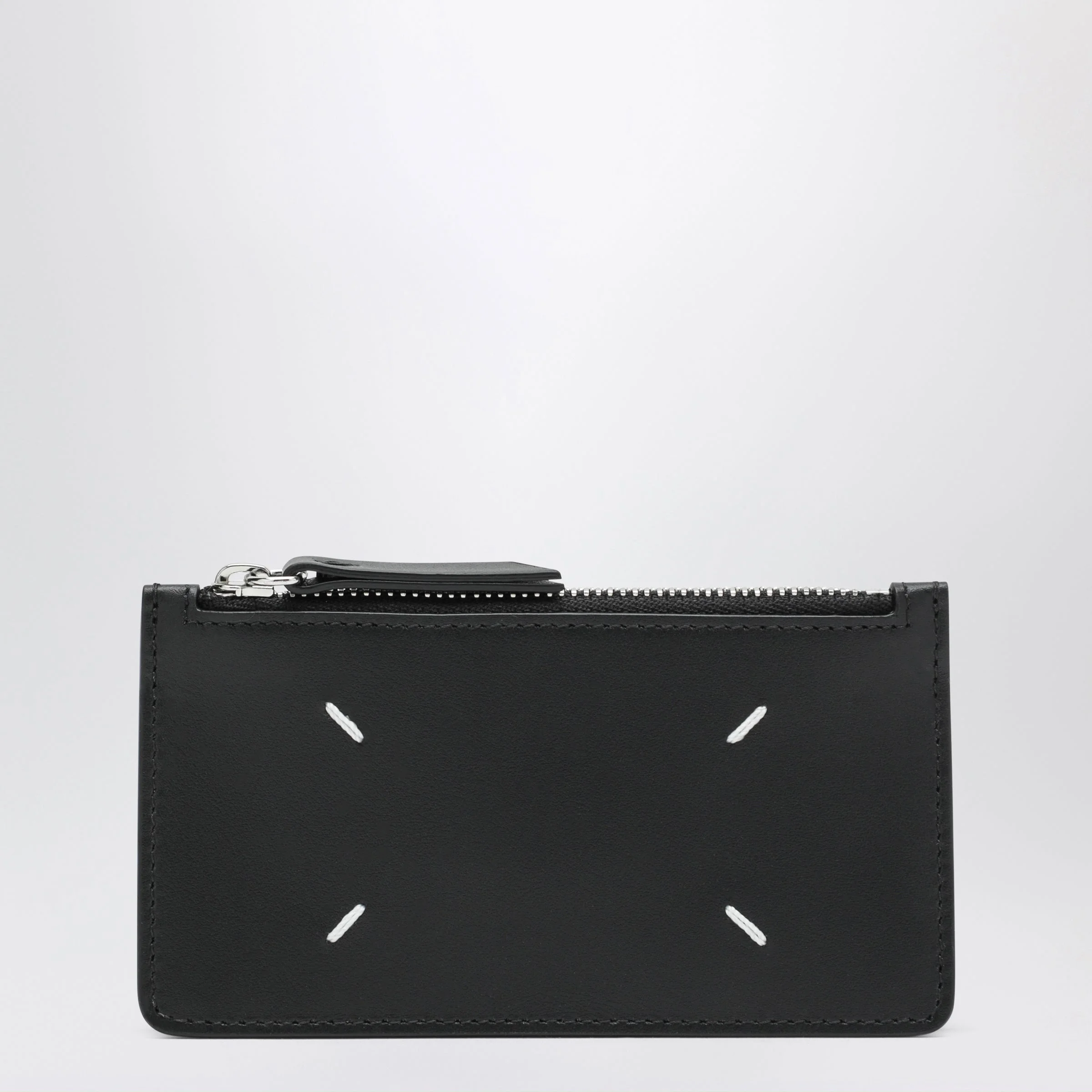 Black Four Stitches Zip Card Holder - 1