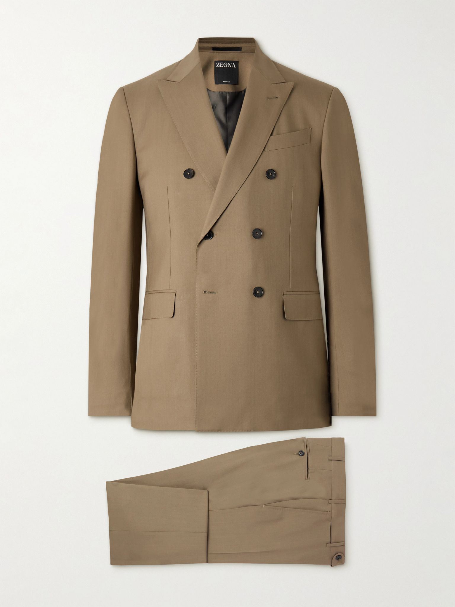 Double-Breasted Trofeo™ Wool-Twill Suit Tan - 1