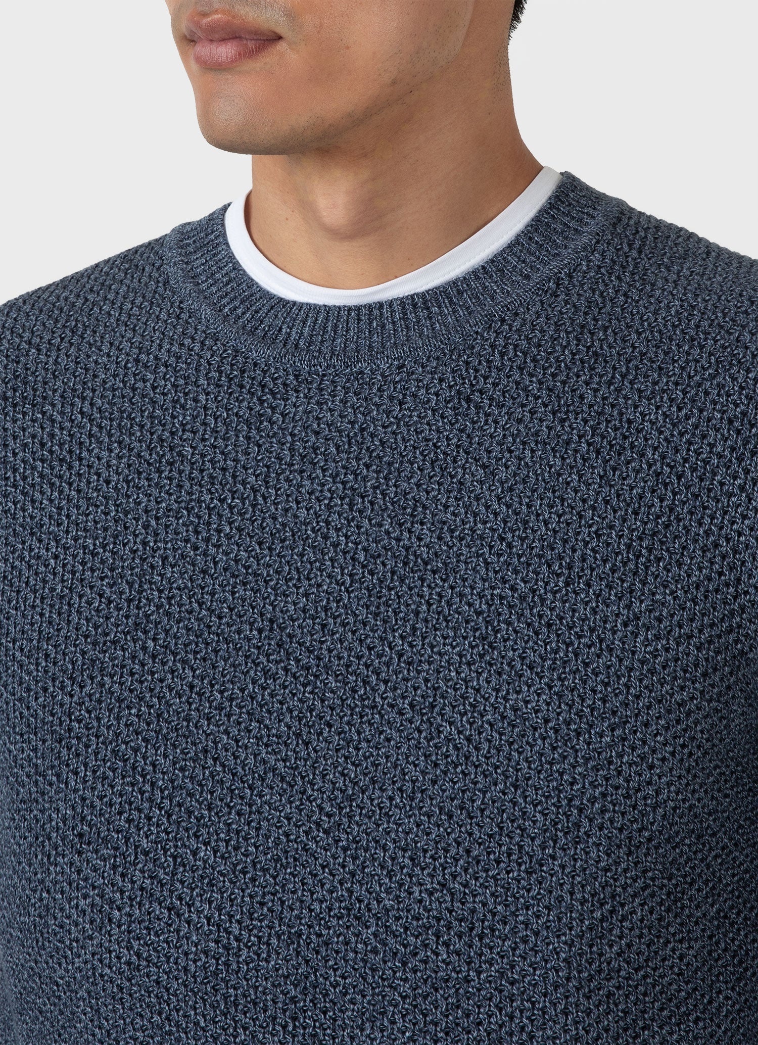 Honeycomb Cotton Crew Neck Jumper - 6