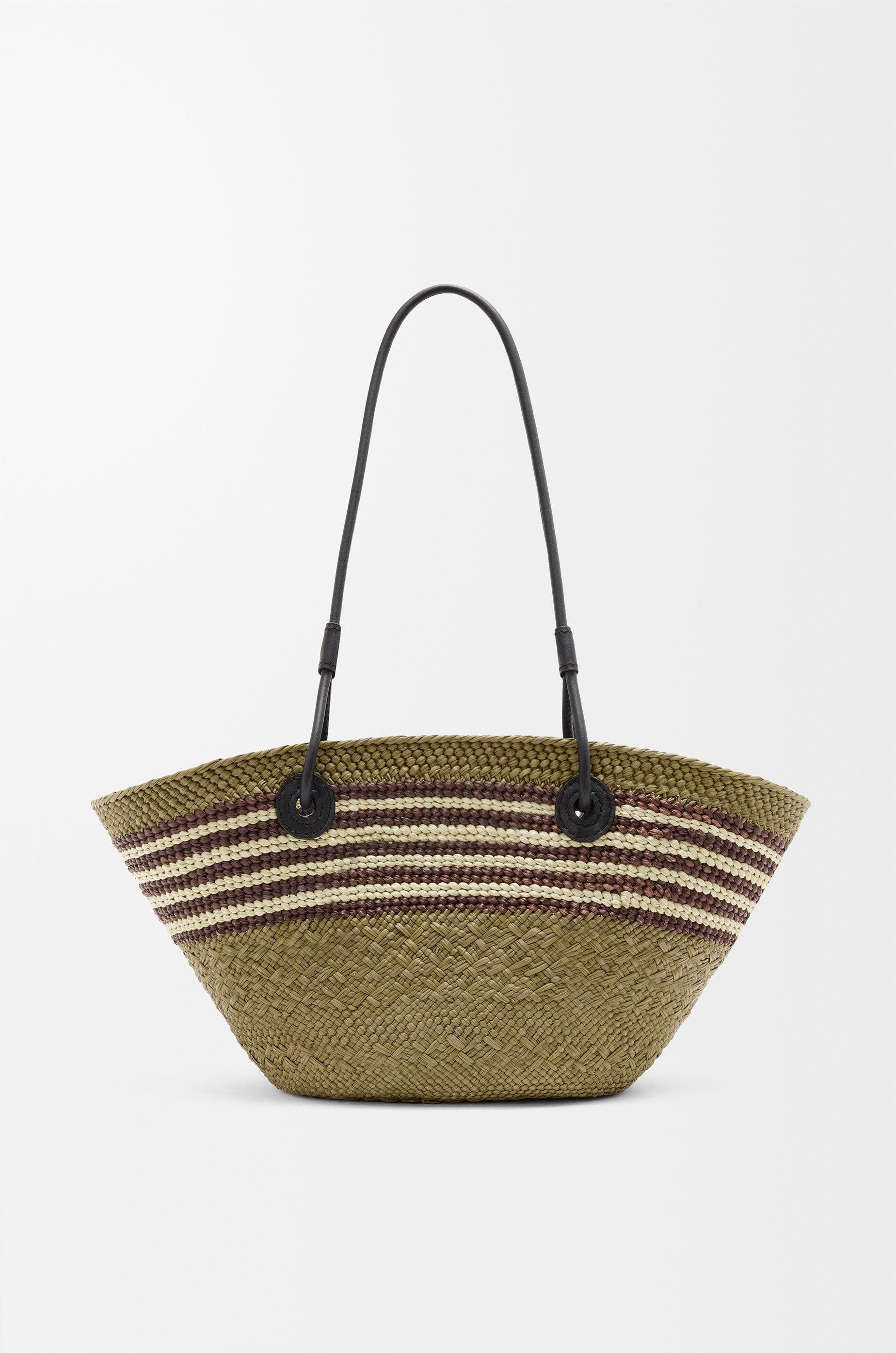 Small Anagram Basket in iraca palm and calfskin - 5
