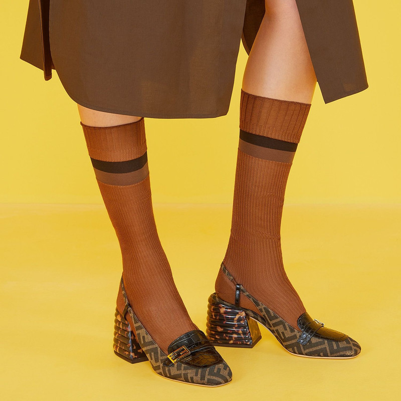 FENDI Brown silk socks outlook
