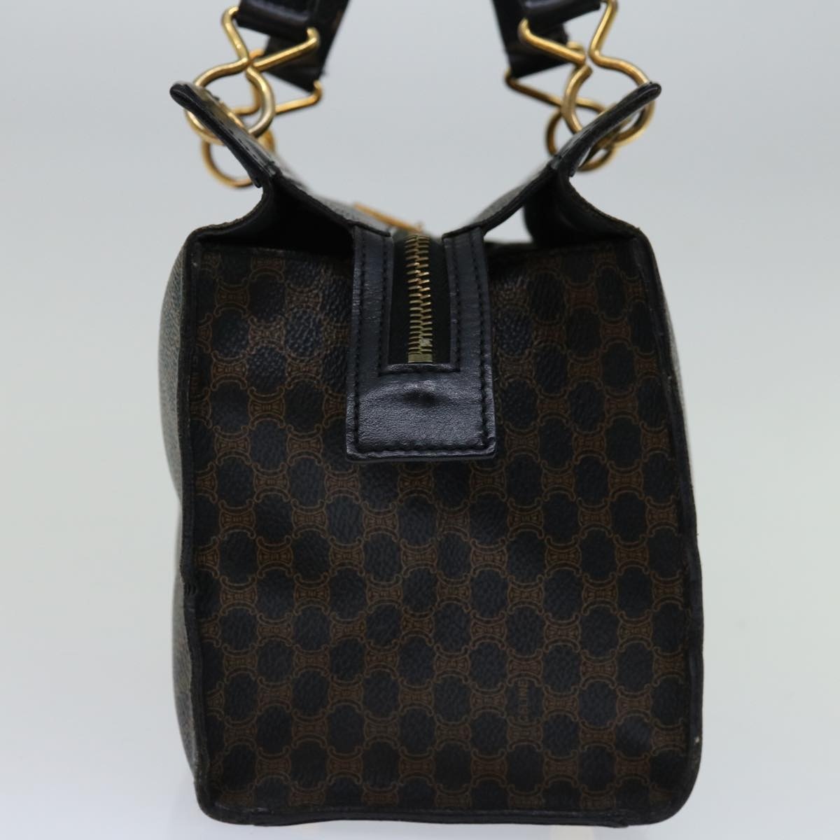 CELINE Macadam Canvas Hand Bag Pvc Brown Black - 4