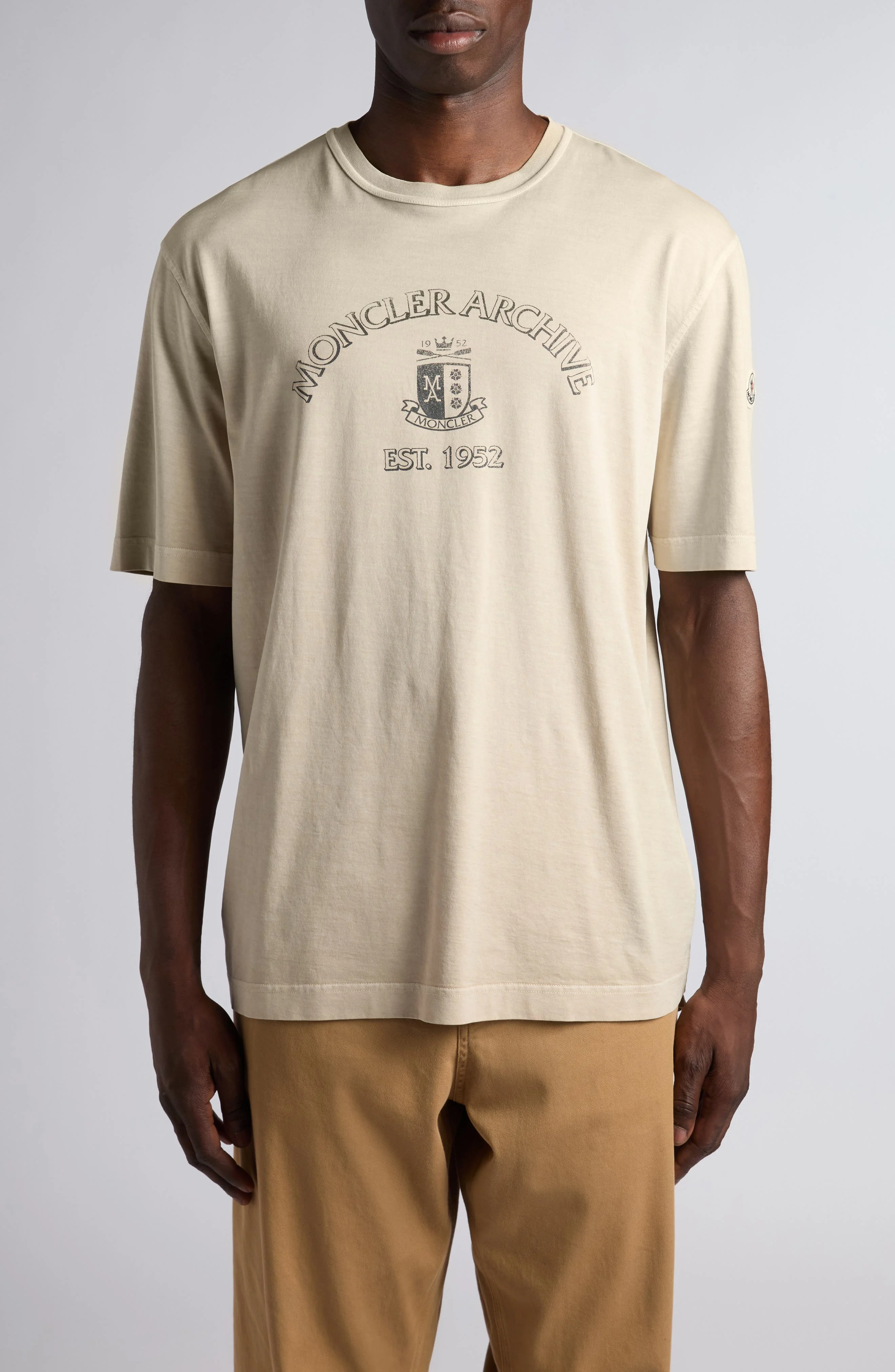 Moncler Logo Graphic T-Shirt in Soft Beige at Nordstrom - 1