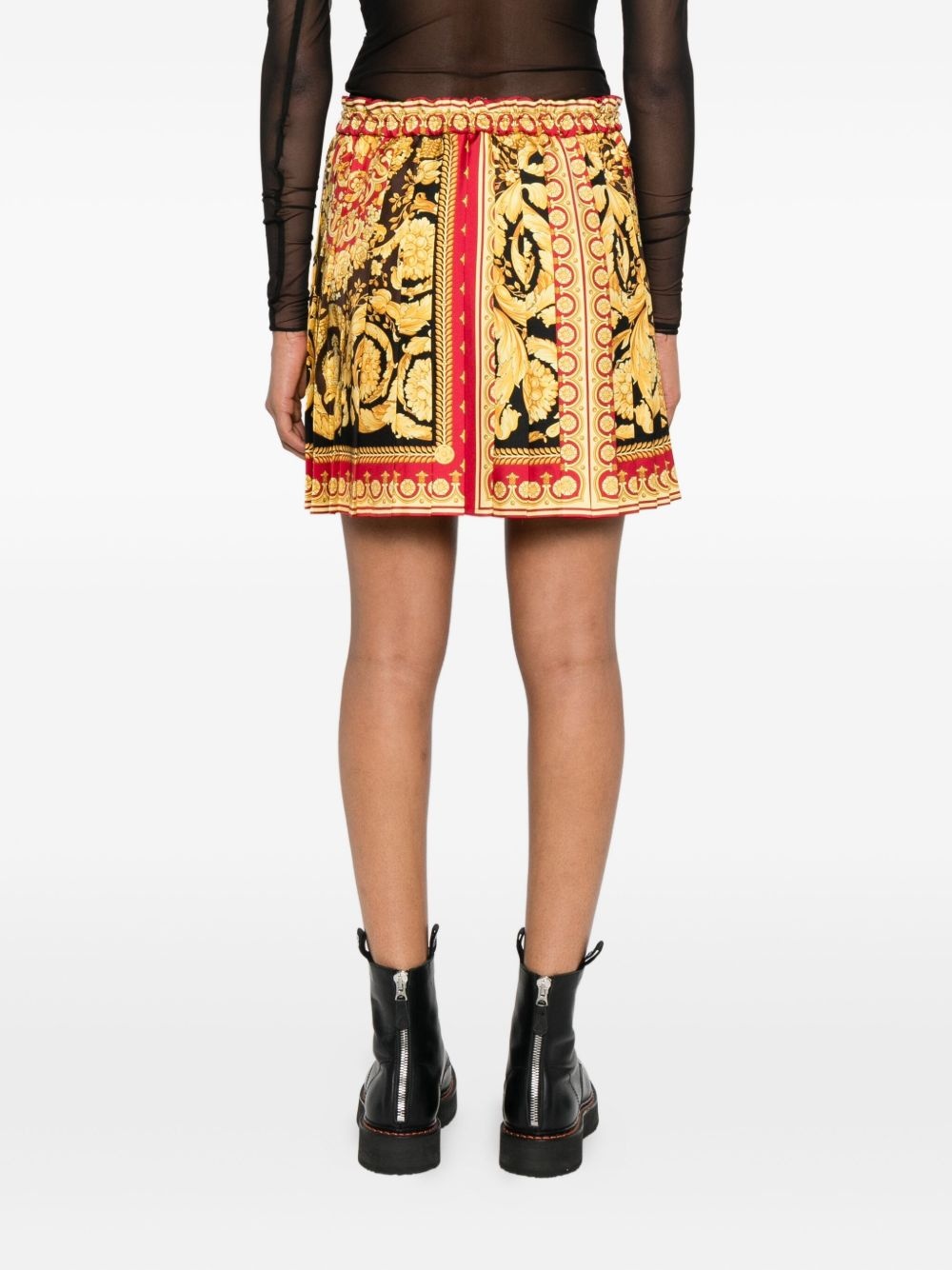 Barocco-print pleated mini skirt - 4