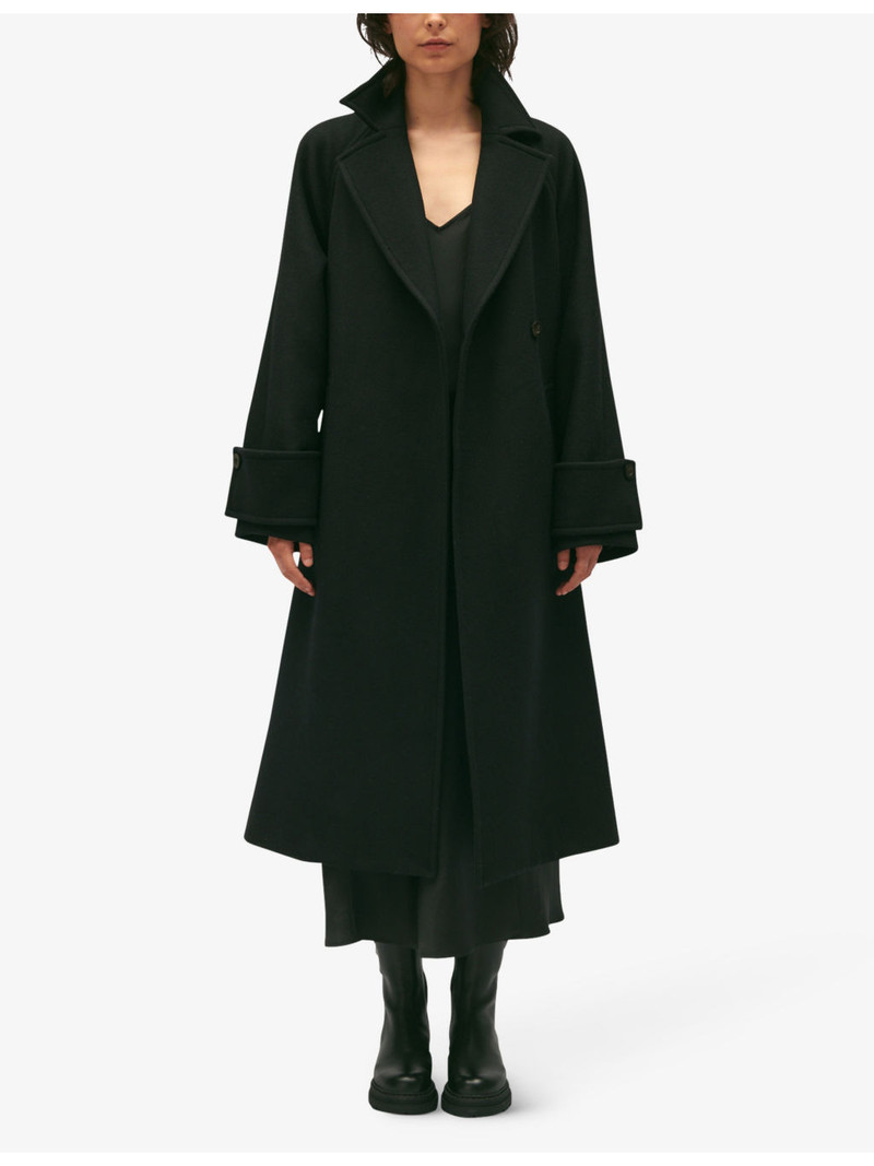 Claudie Pierlot Gama loose-fit belted-waist wool-blend coat outlook