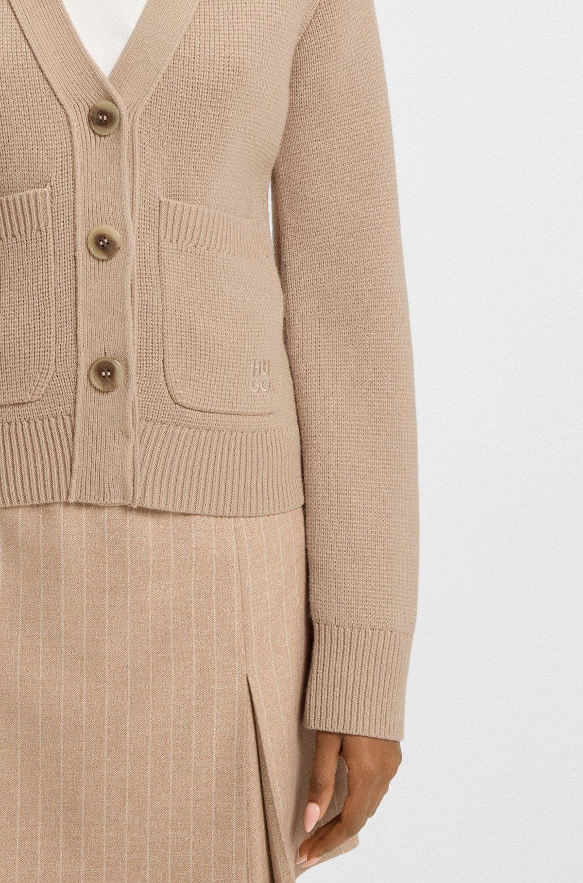 WOOL-BLEND CARDIGAN WITH EMBROIDERED LOGO - 5