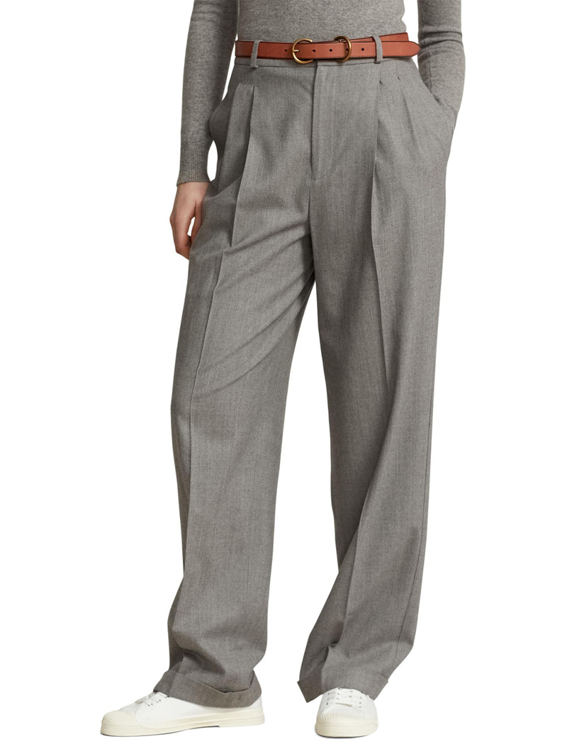 Women's Flannel ​Wool Straight-Leg Pants - Grey Melange 3
