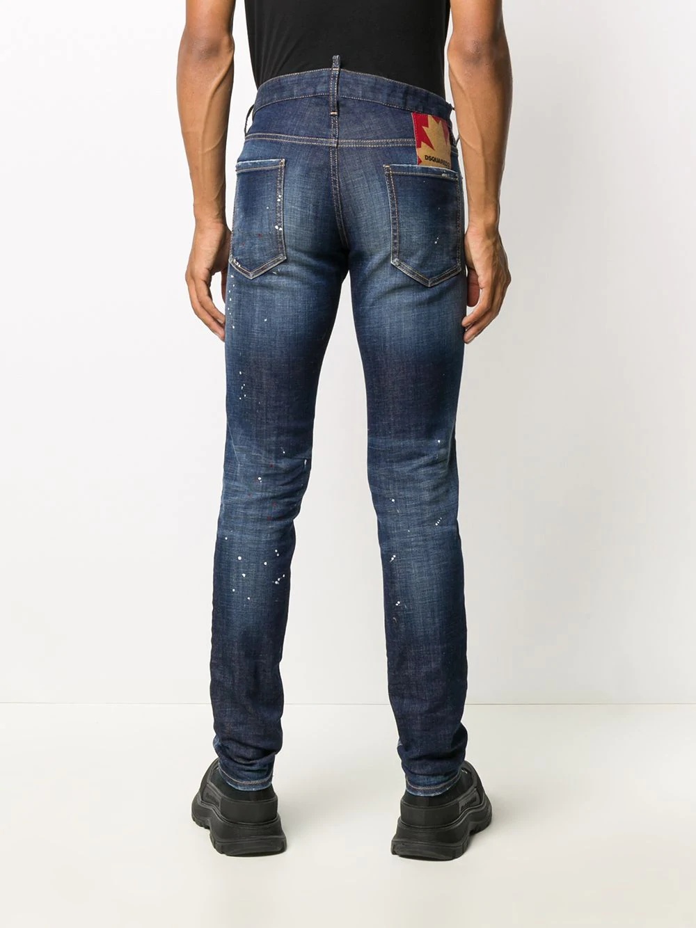 logo patch distressed jeans - 4