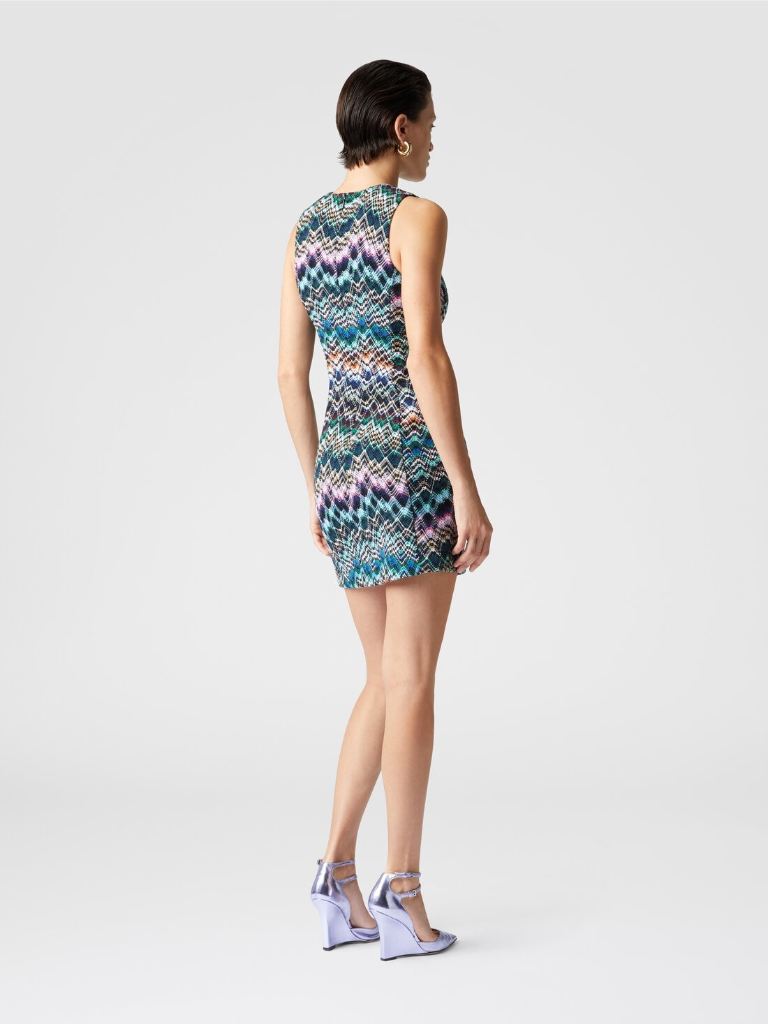 Sleeveless mini-dress in wool and cotton - 3