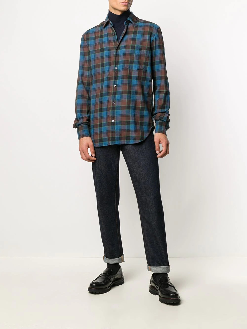 long-sleeve plaid shirt - 2