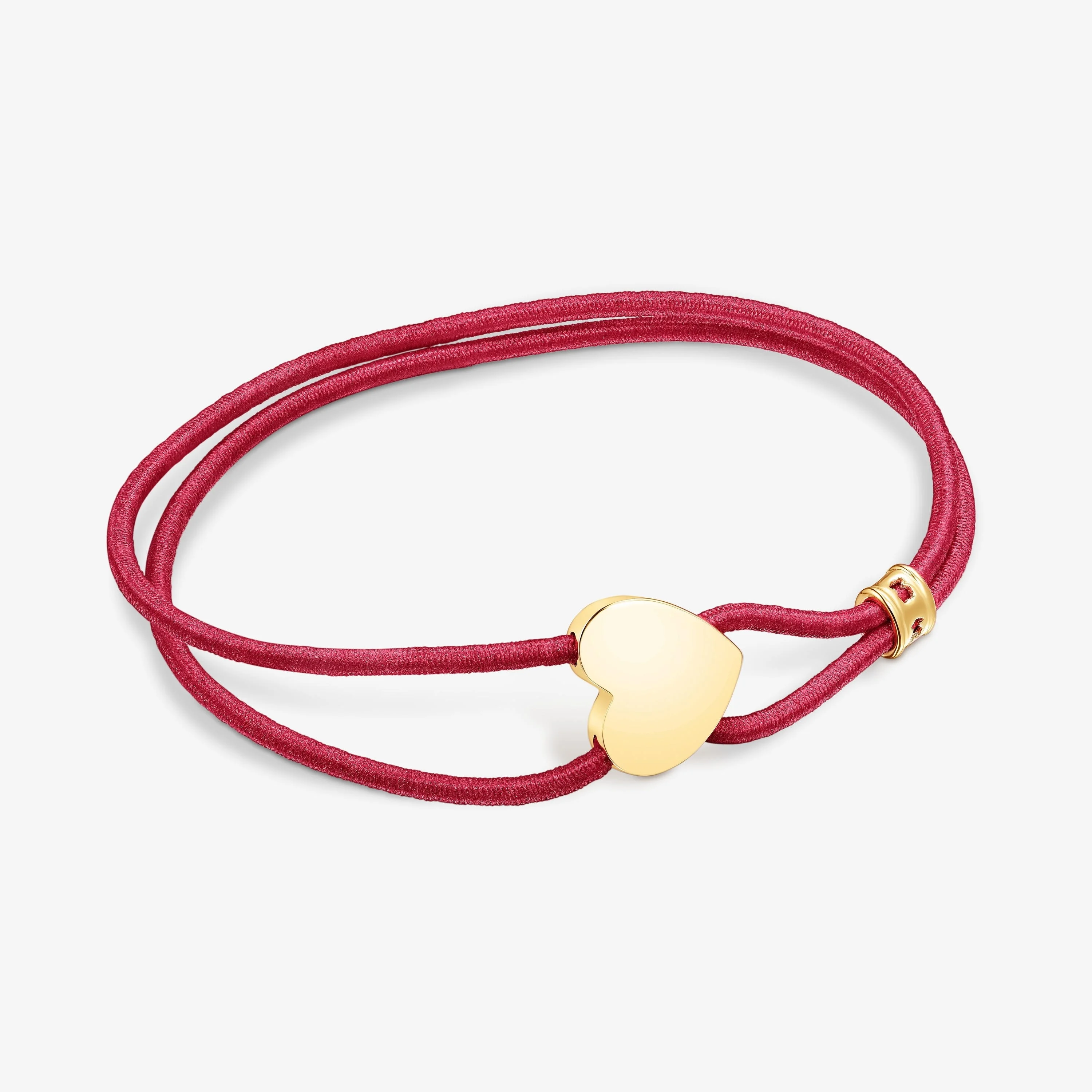Red elastic Sweet Dolls Bracelet with silver vermeil heart - 1