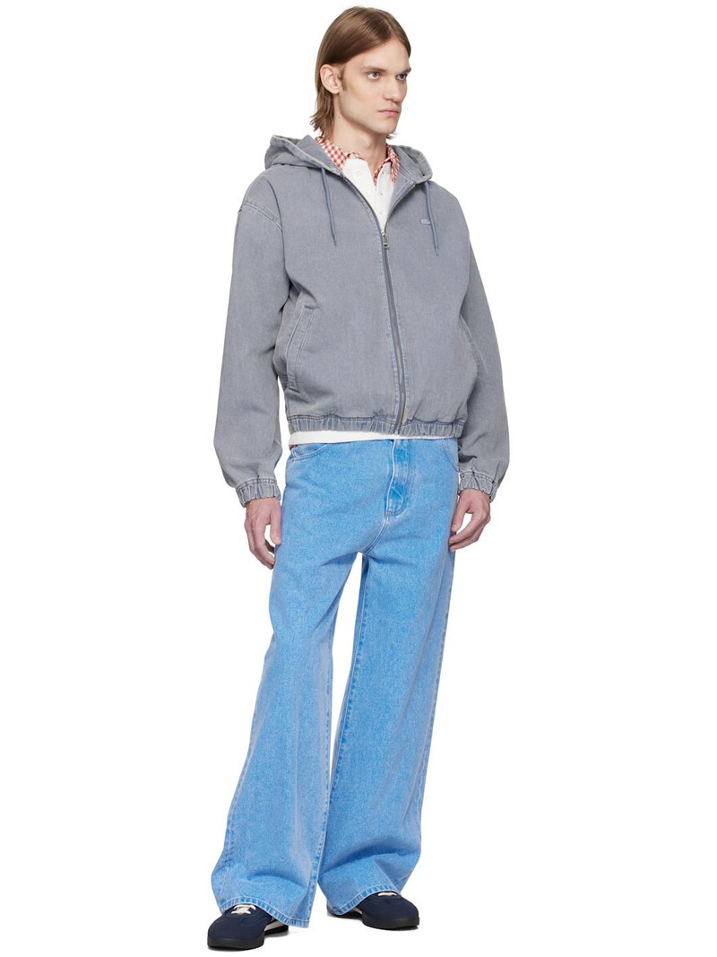 LACOSTE Gray Washed Effect Hooded Denim Jacket outlook